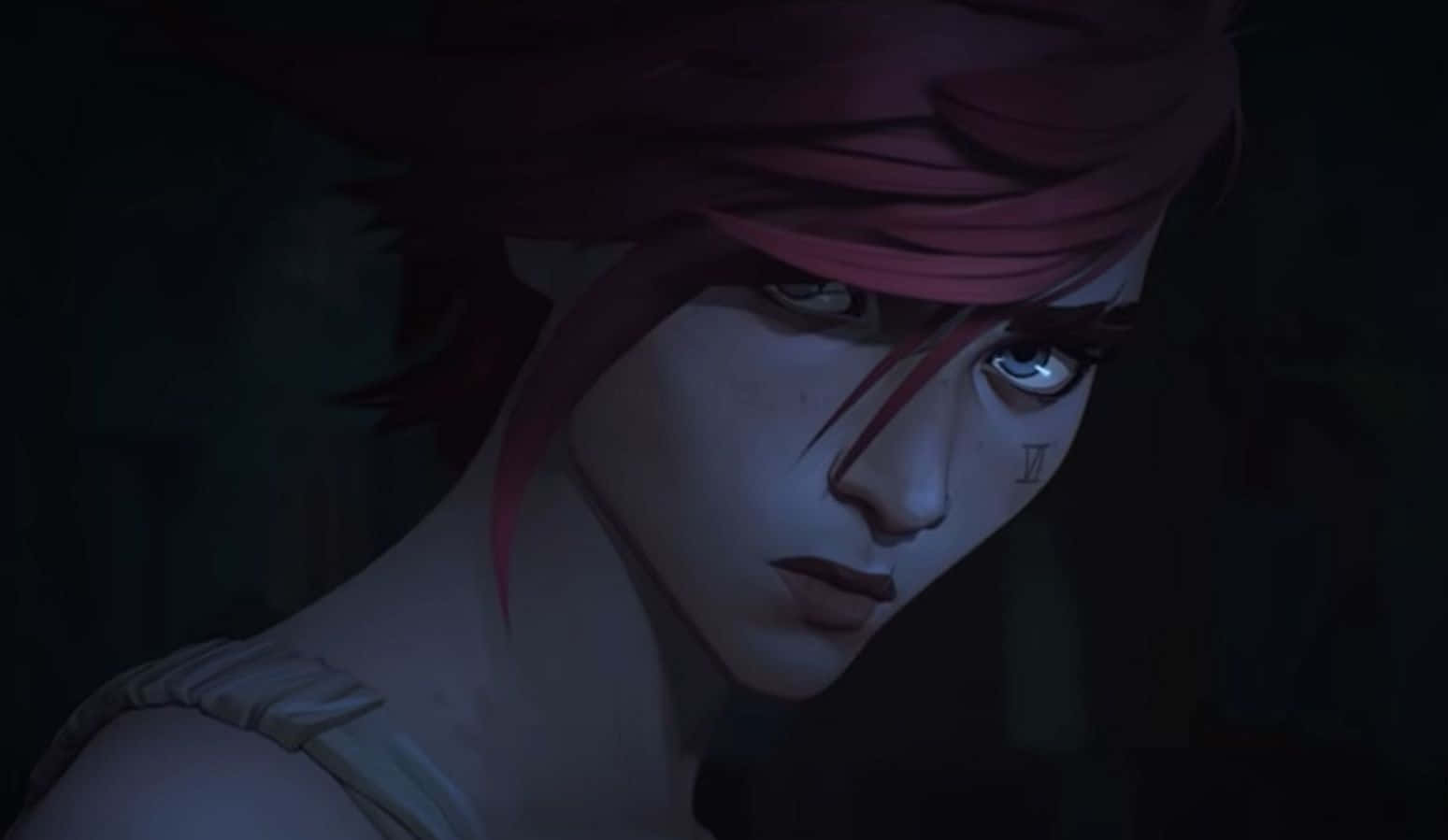 Violet Arcane, red hair, glowing eyes, HD Desktop Wallpaper