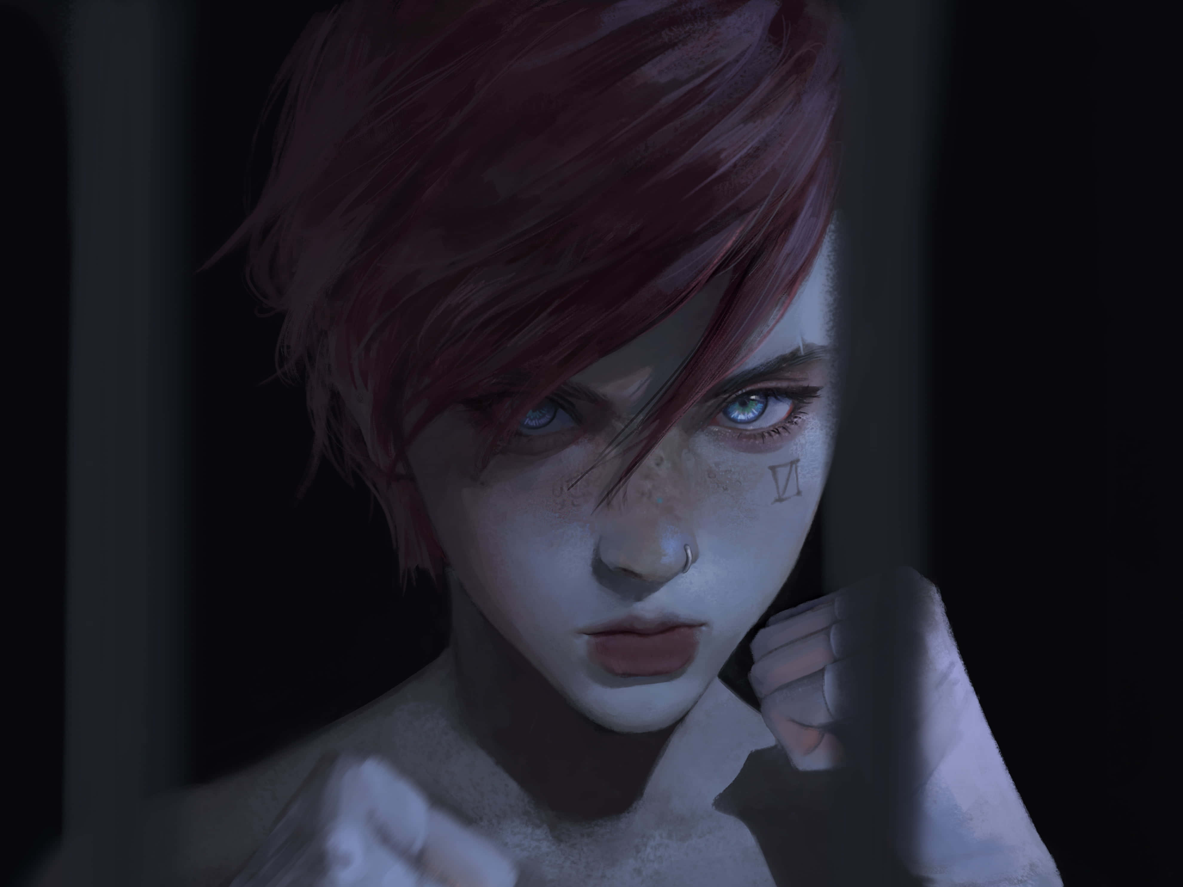 Violet Arcane, red hair, blue eyes, 4K Desktop Wallpaper