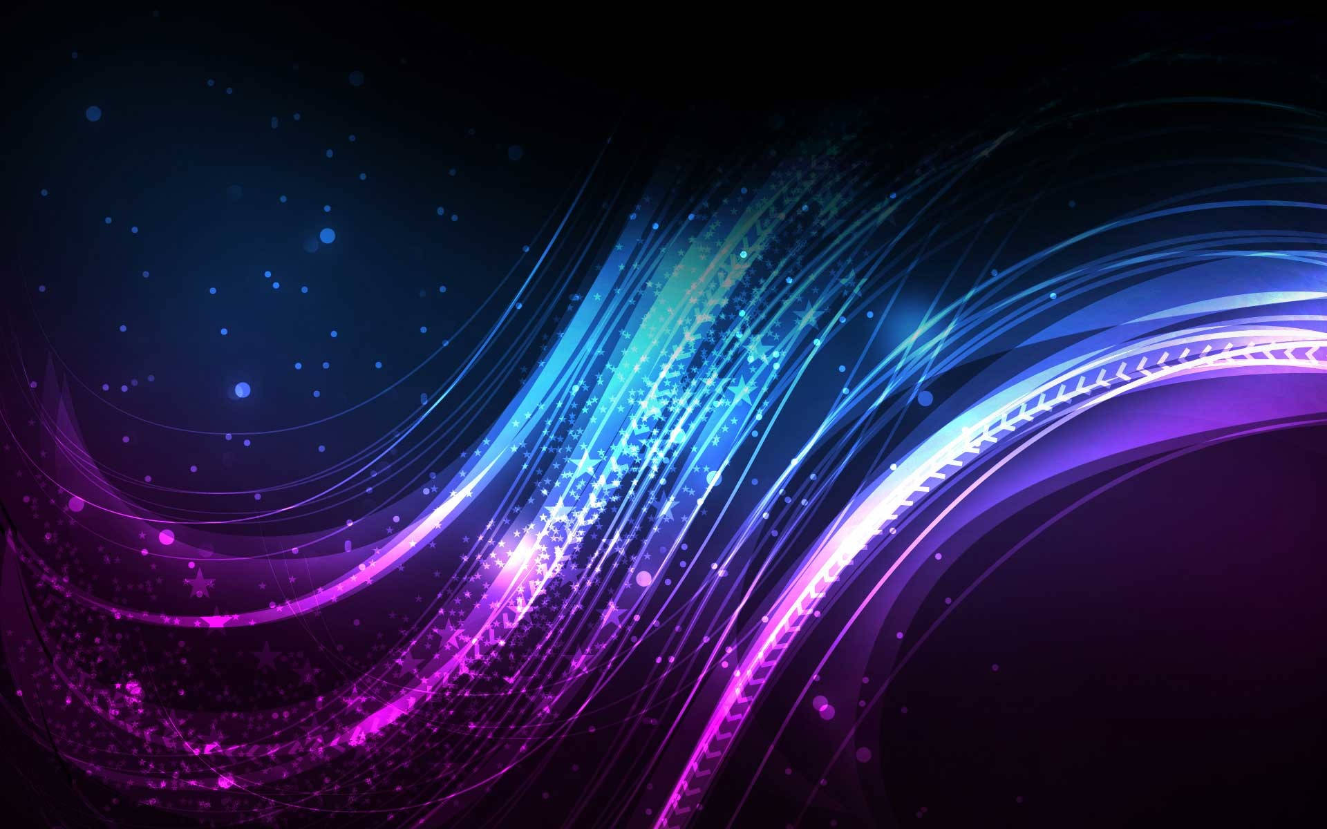 neon blue, violet, wavy patterns, Full HD Desktop Wallpaper