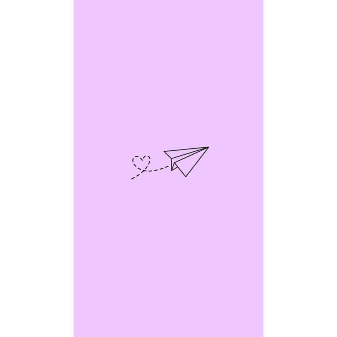 paper airplane, dashed heart line, soft lavender background, SD Desktop Wallpaper