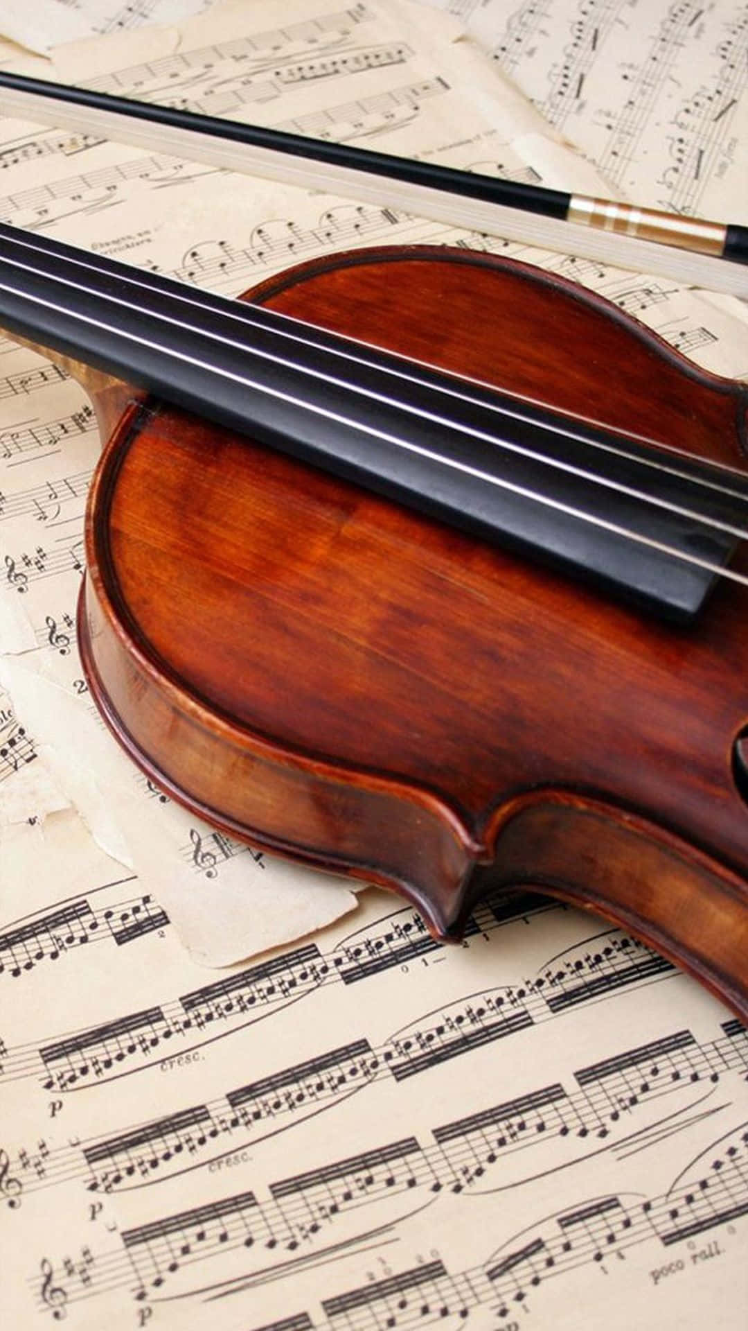 violin, bow, music sheets, Full HD Phone Wallpaper