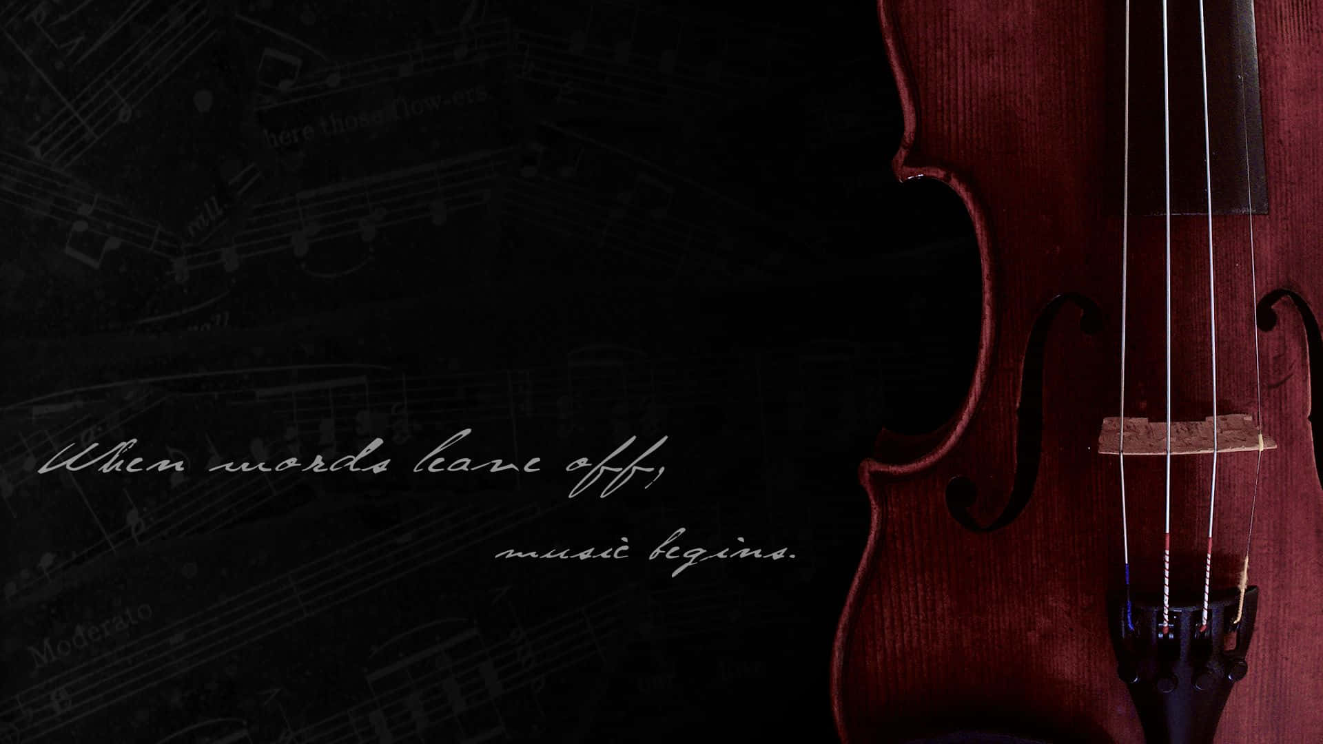 violin, faded sheet music, elegant cursive text, Full HD Desktop Wallpaper