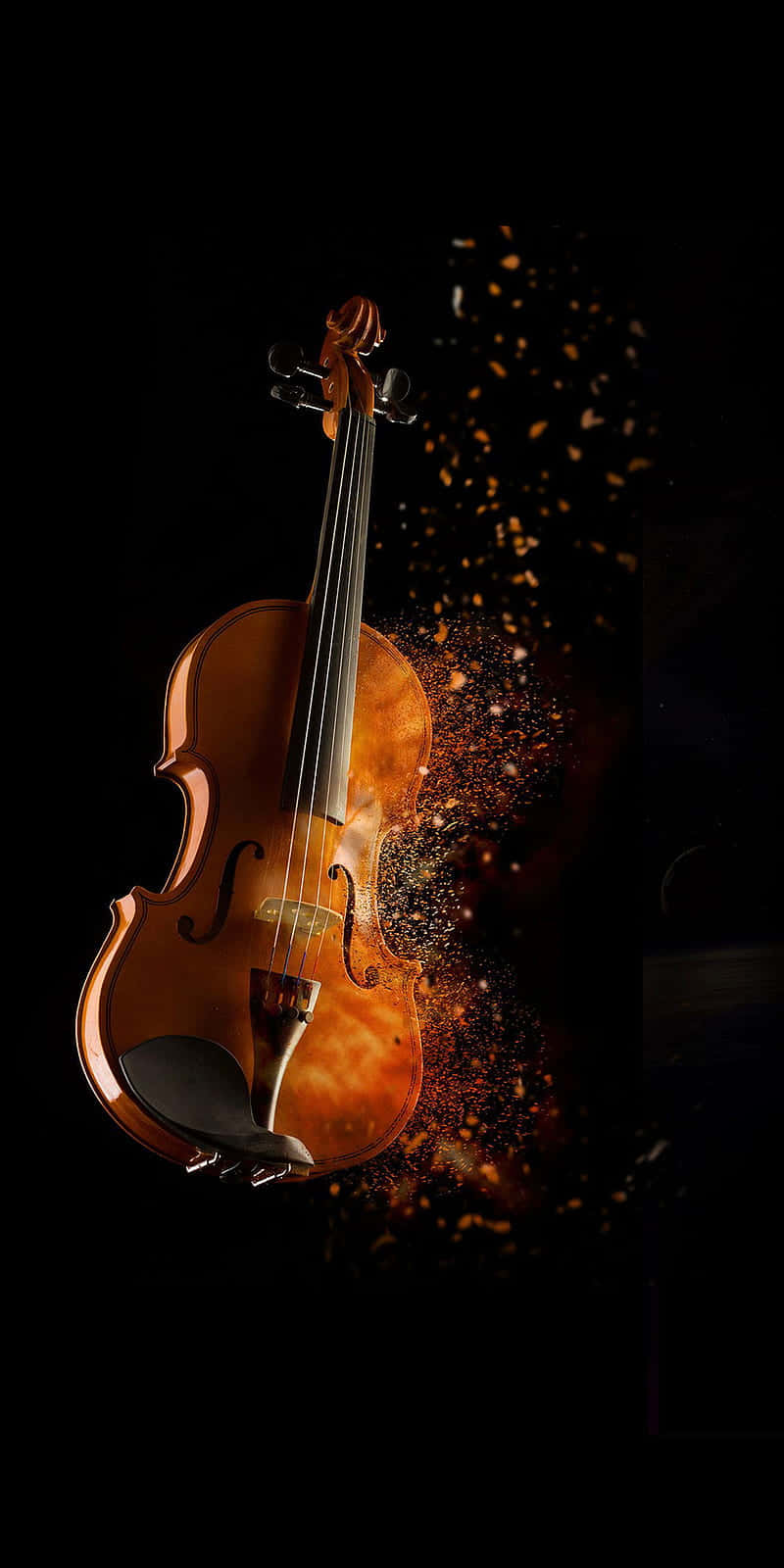 violin, golden particles, black void, HD Phone Wallpaper