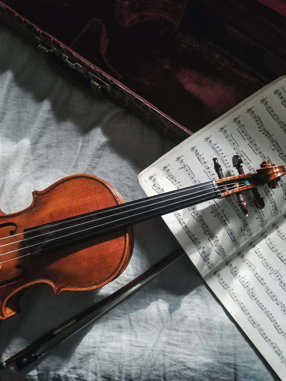 violin, studio, sheet music, HD Phone Wallpaper