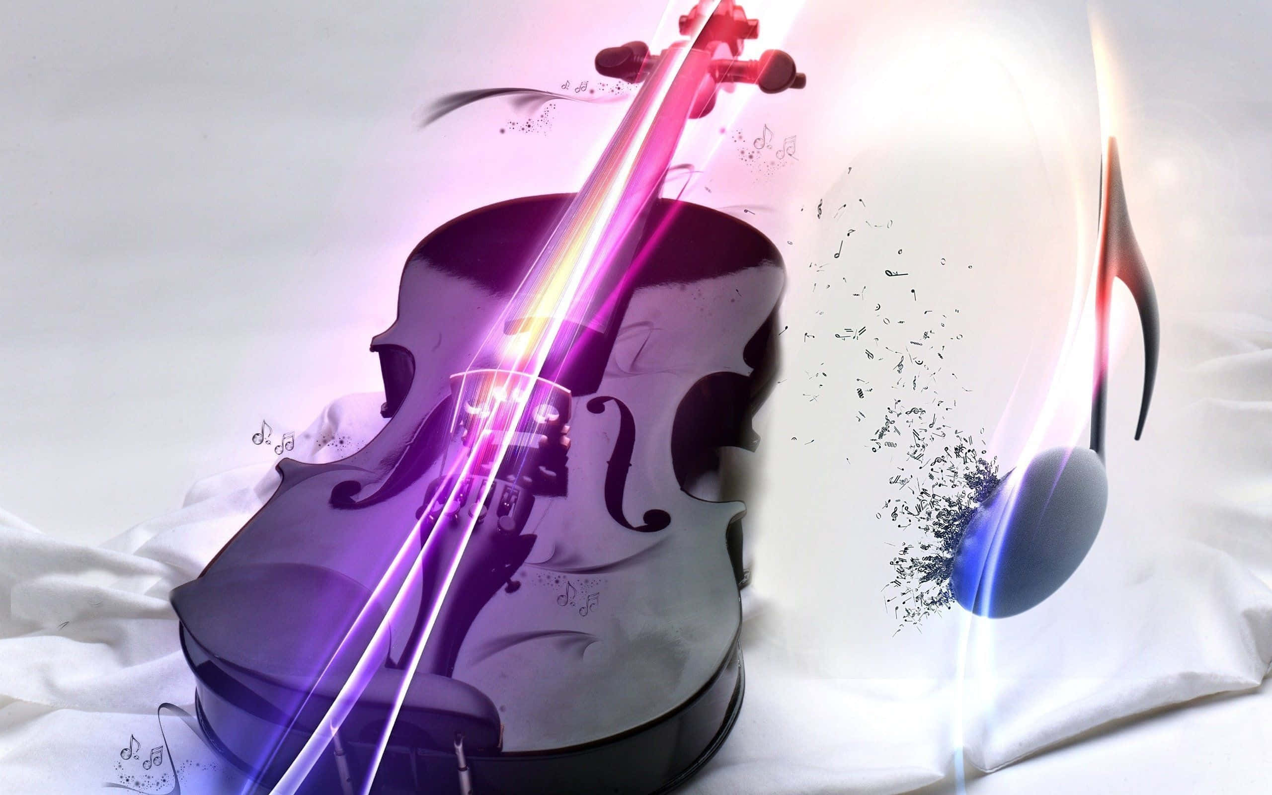 Violin, glowing, vibrant purple, 2K Desktop Wallpaper