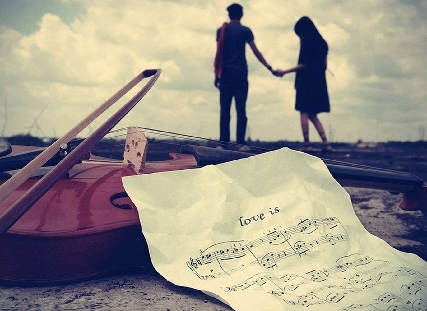 Love is, violin, sheet music, HD Desktop Wallpaper