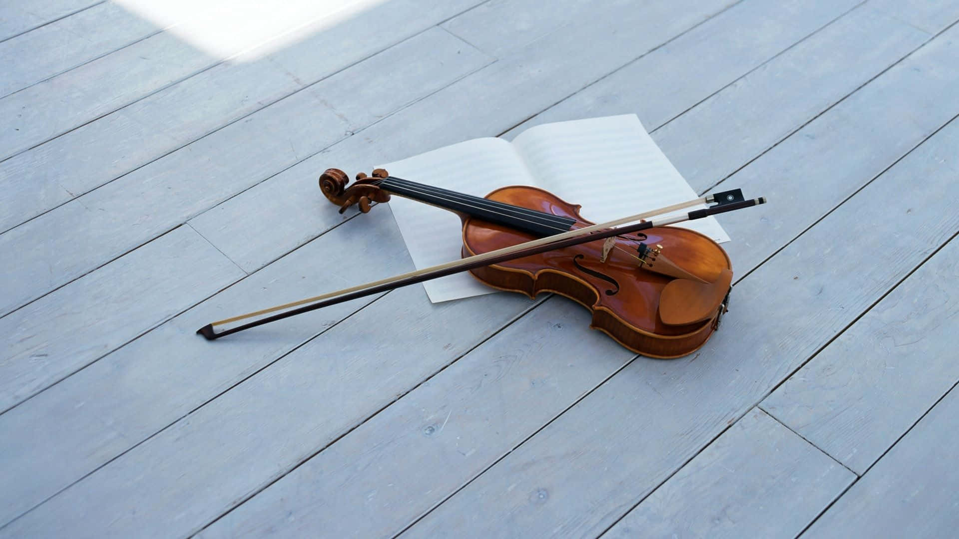 violin, bow, sheet music, Full HD Desktop Wallpaper