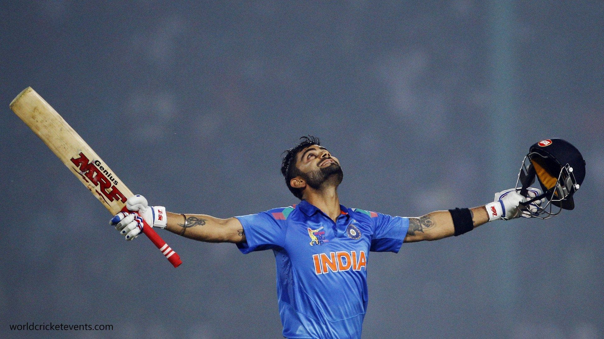 Virat Kohli, stadium lights, bat, Full HD Desktop Wallpaper