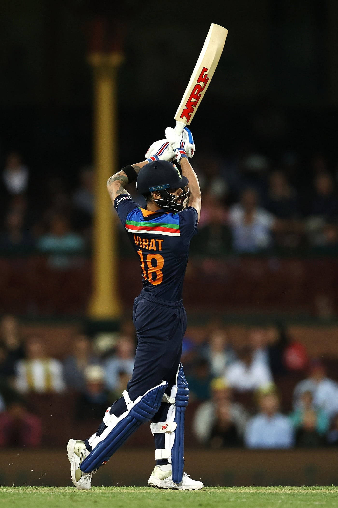 Virat Kohli, blue uniform, green field, Full HD Phone Wallpaper