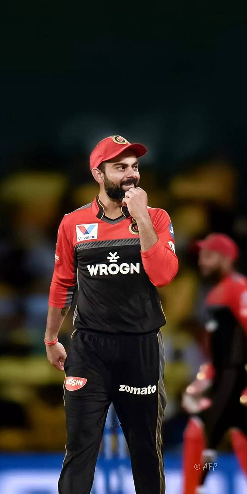 Virat Kohli, red cap, black jersey, HD Phone Wallpaper
