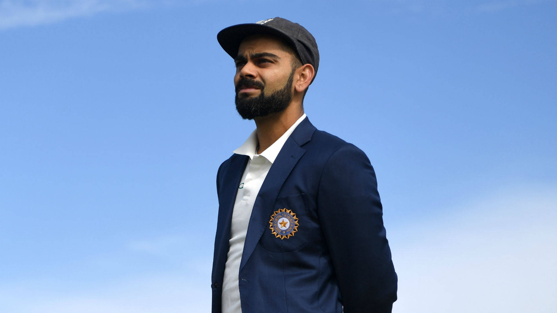 Virat Kohli, navy blazer, national emblem, Full HD Desktop Wallpaper