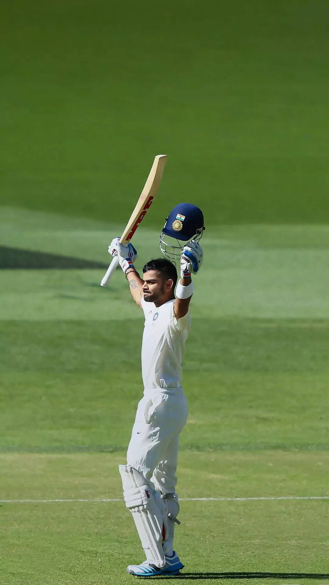 Virat Kohli, green field, white uniform, Full HD Phone Wallpaper