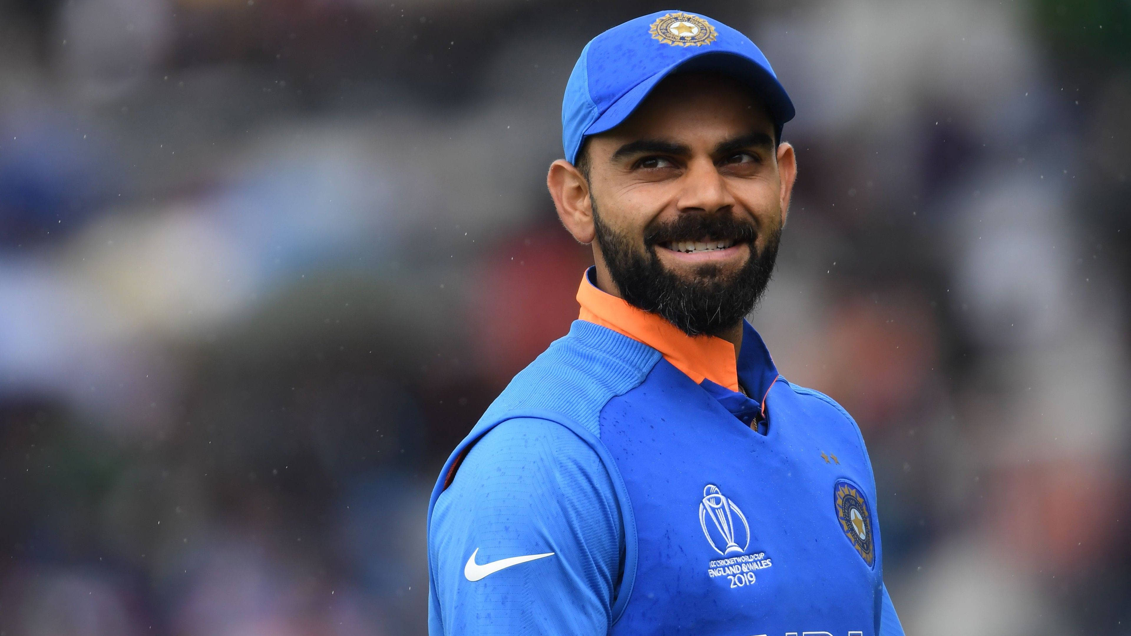 Virat Kohli, blue India jersey, cap, 4K Desktop Wallpaper