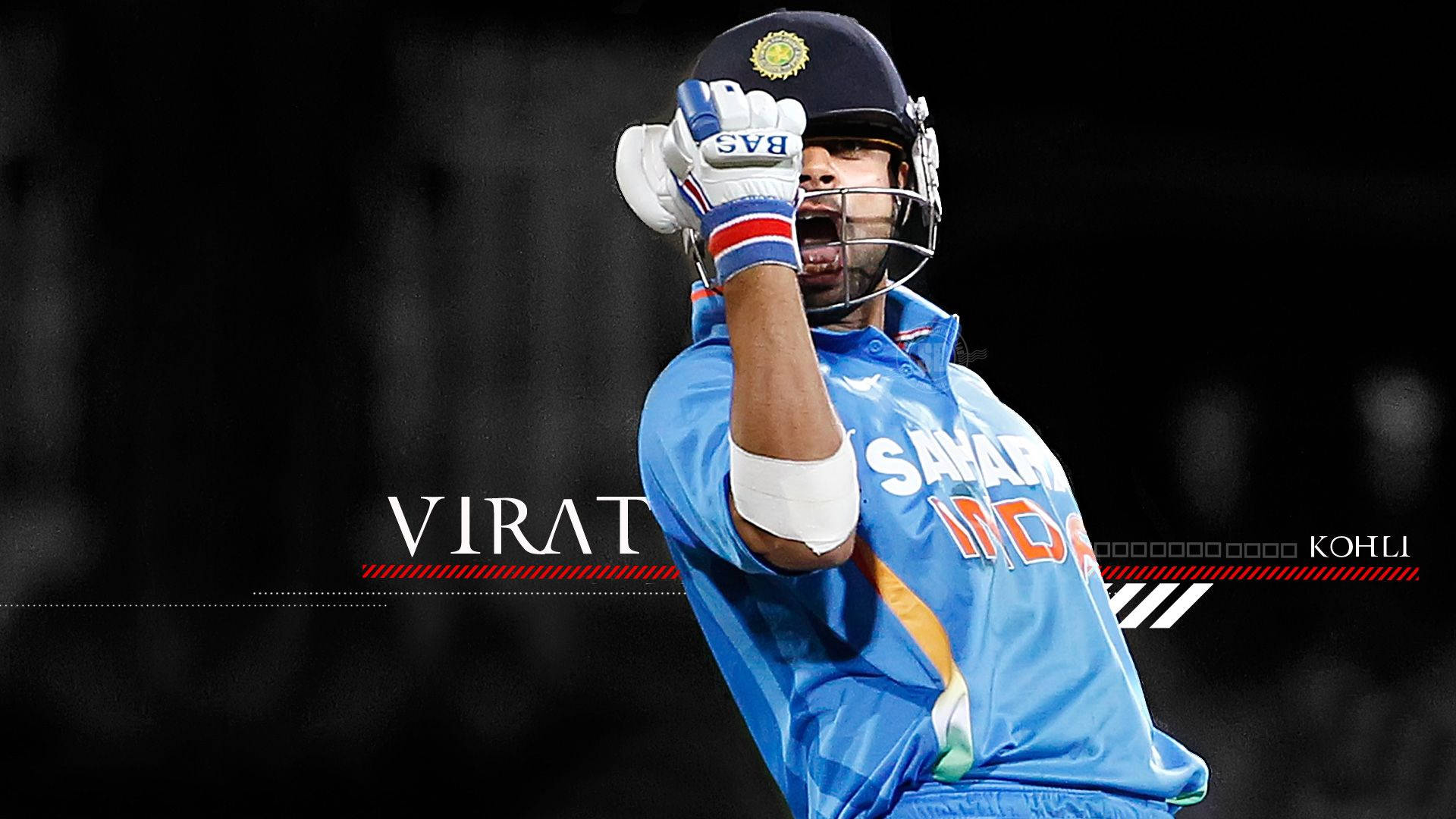 Virat Kohli, blue India jersey, gloved fist, Full HD Desktop Wallpaper