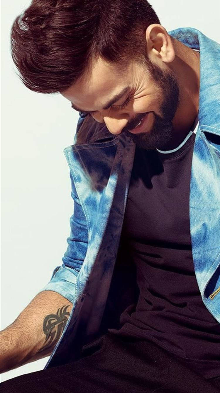 Virat Kohli, HD denim jacket, blue tie-dye jacket, HD Phone Wallpaper