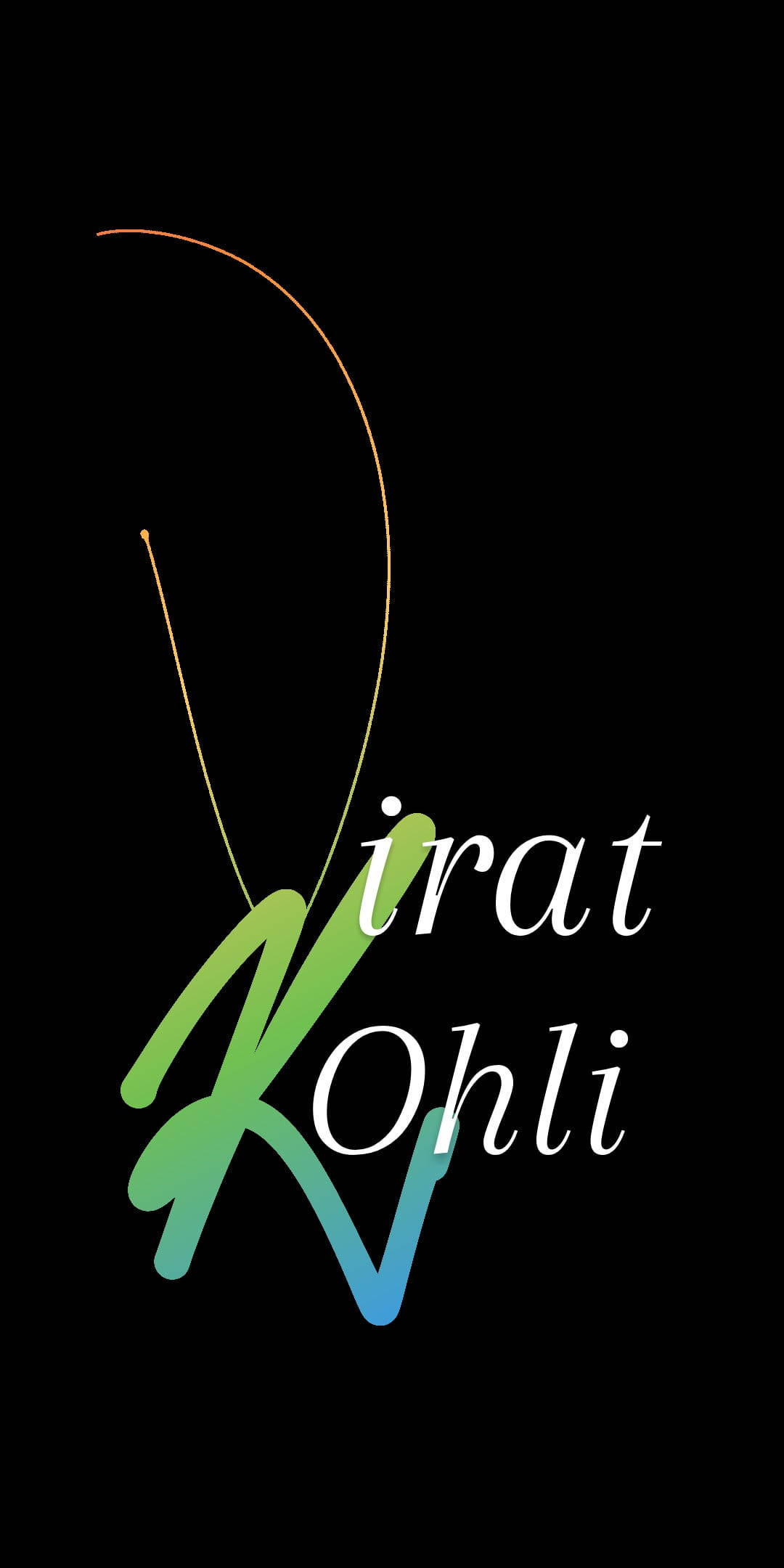 Virat Kohli, green blue 'K', white text 'irat Ohli', Full HD Phone Wallpaper