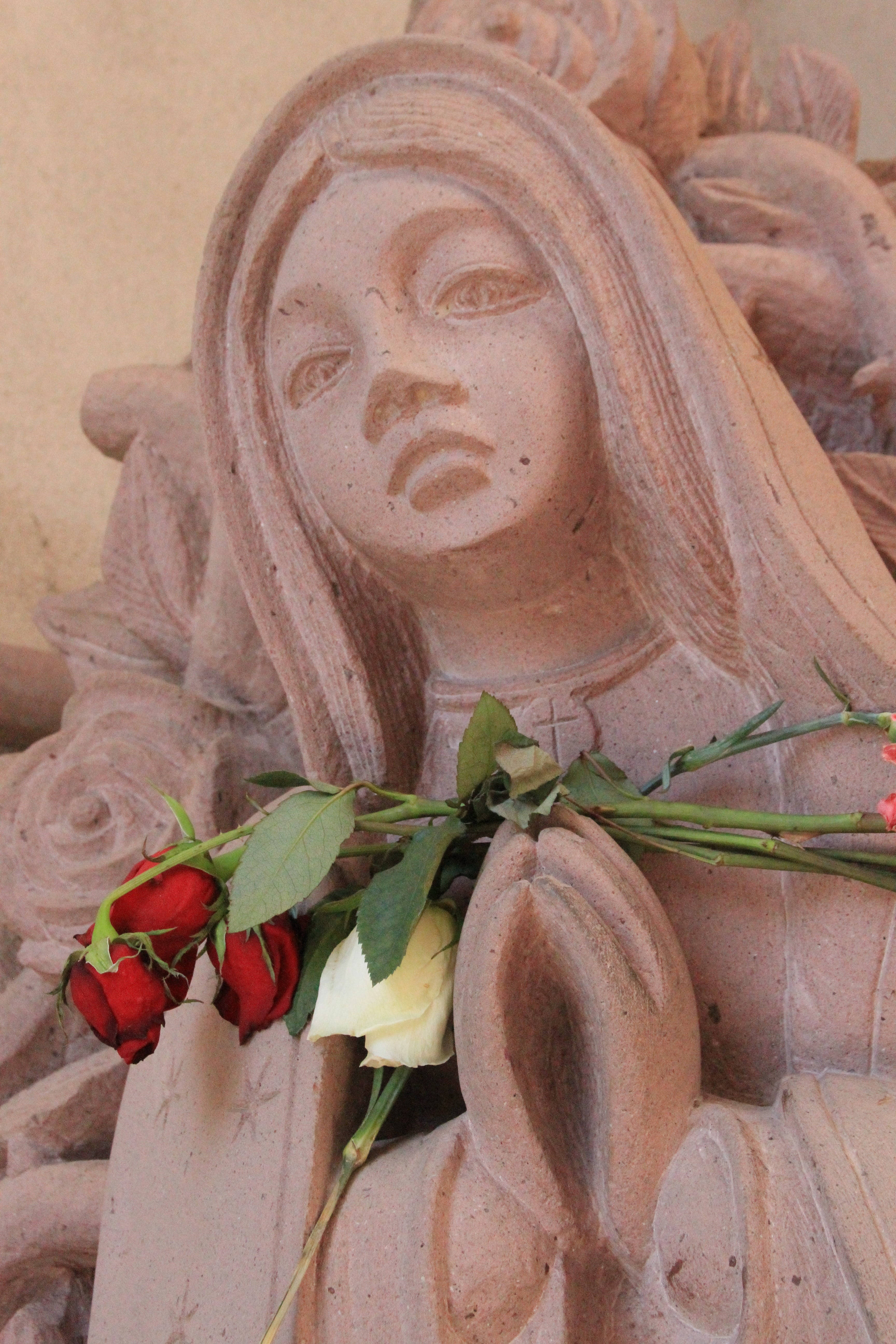 Virgen De Guadalupe, stone statue, serene woman, 5K Phone Wallpaper