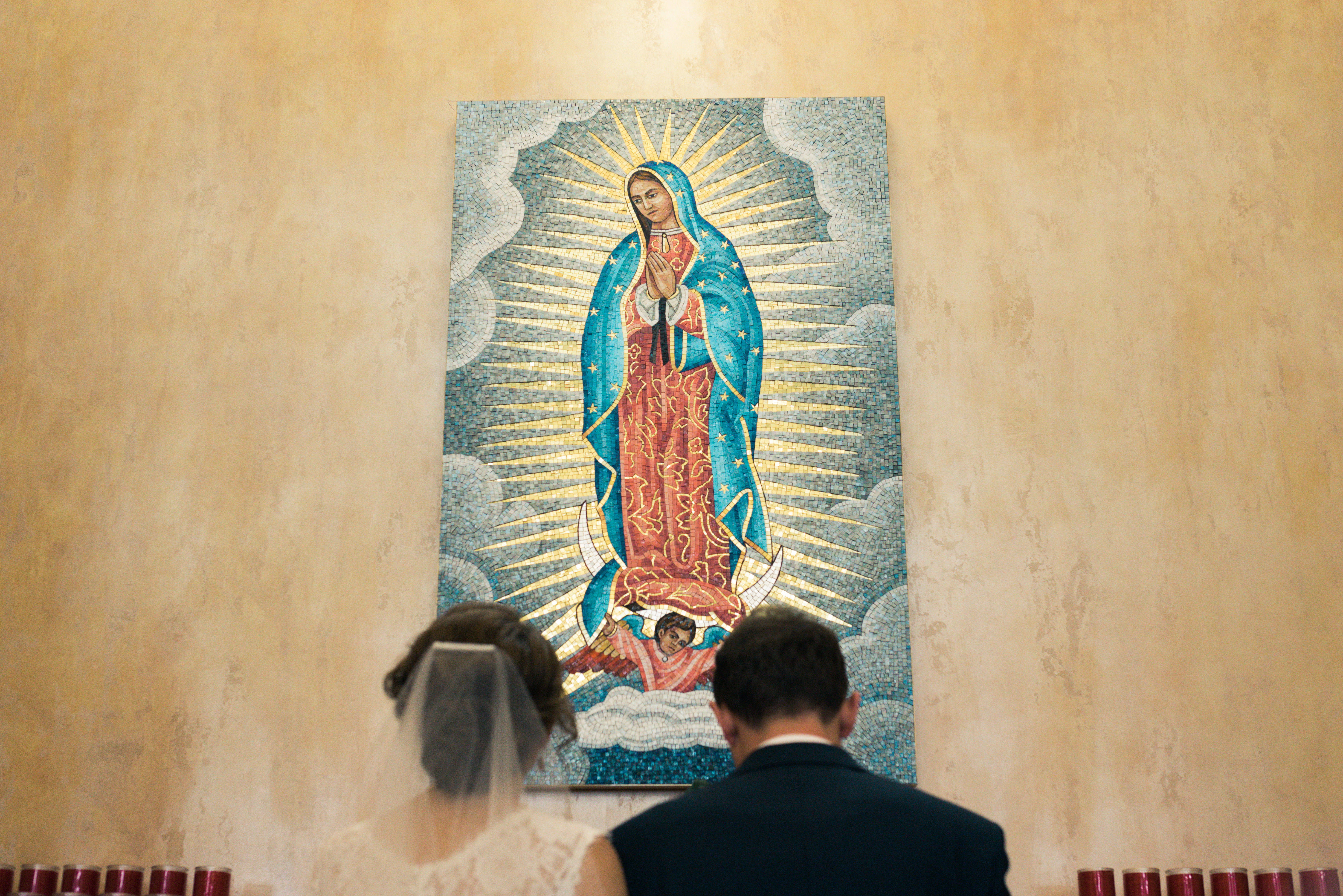 Virgen De Guadalupe, bride and groom, vibrant mosaic, 5K Desktop Wallpaper