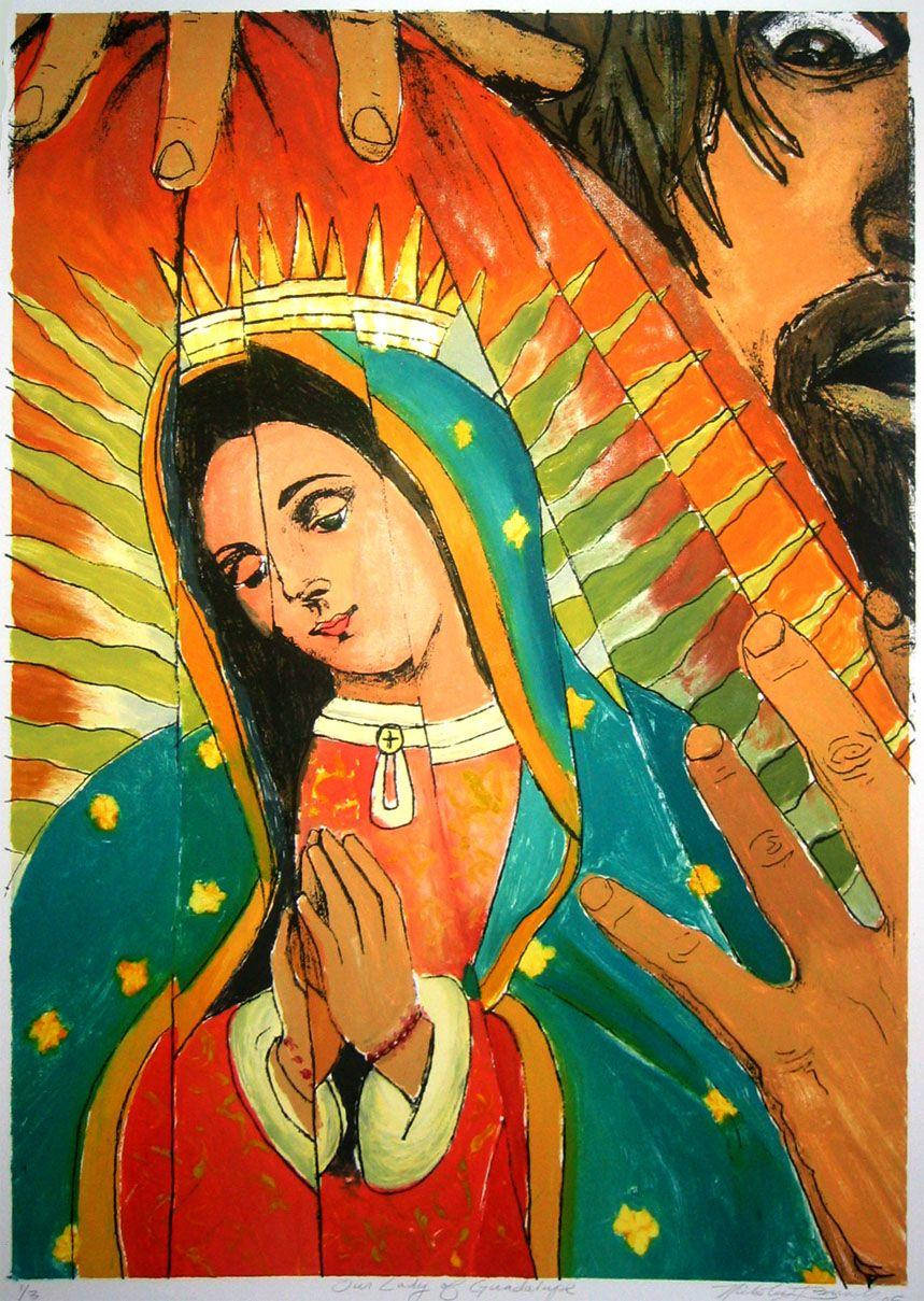 Virgen De Guadalupe, radiant halo, serene prayerful face, SD Phone Wallpaper