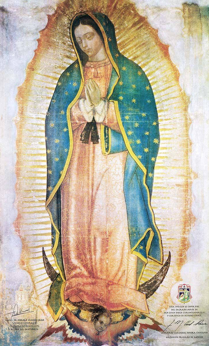 Virgen De Guadalupe, golden halo, blue cloak, SD Phone Wallpaper