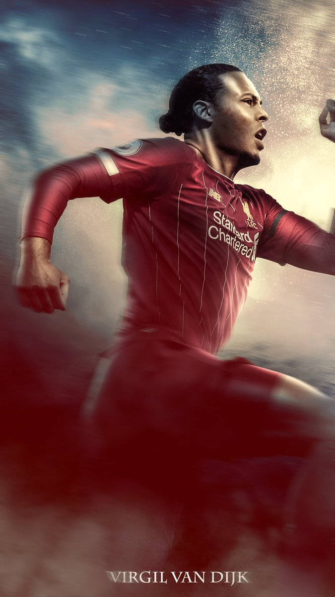 Virgil van Dijk, red Liverpool jersey, motion blur, SD Phone Wallpaper