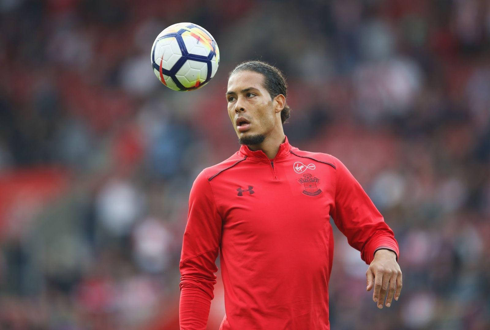 Virgil van dijk, red training top, colorful ball, HD Desktop Wallpaper