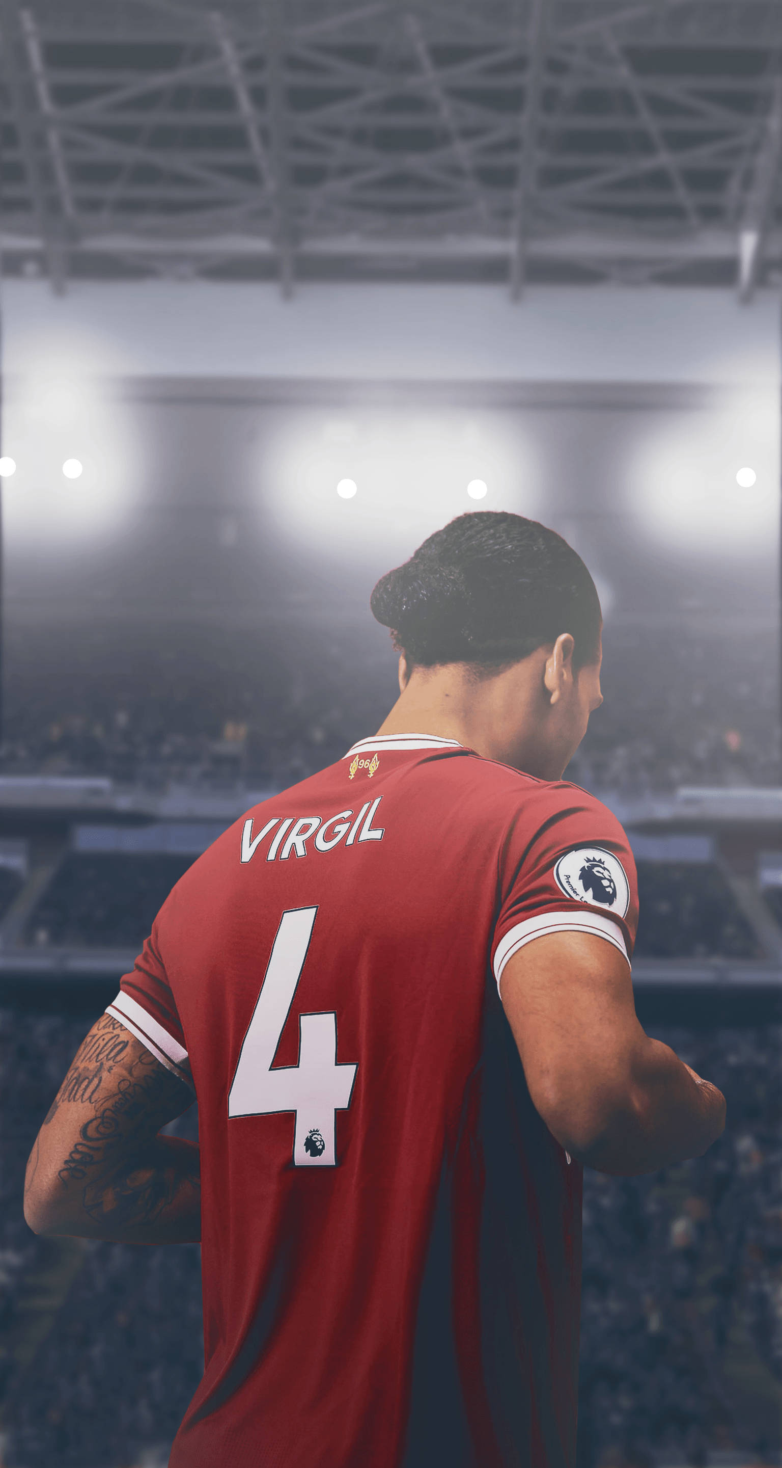 Virgil van dijk, red Liverpool jersey, number 4, 2K Phone Wallpaper