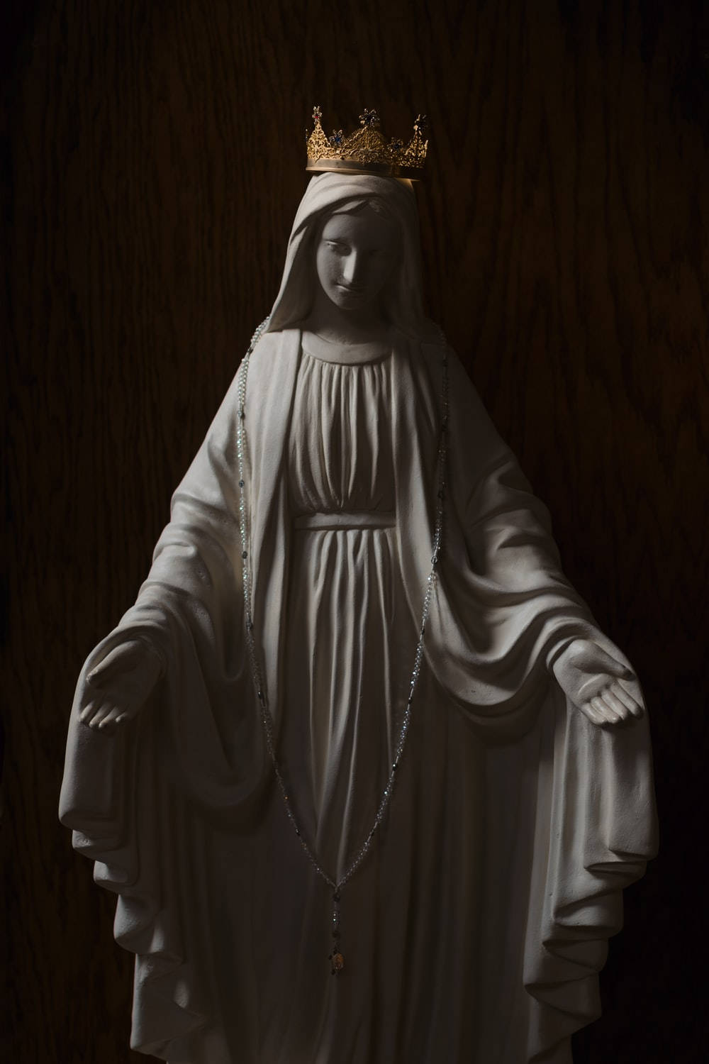 Virgin Mary, white statue, golden crown, HD Phone Wallpaper
