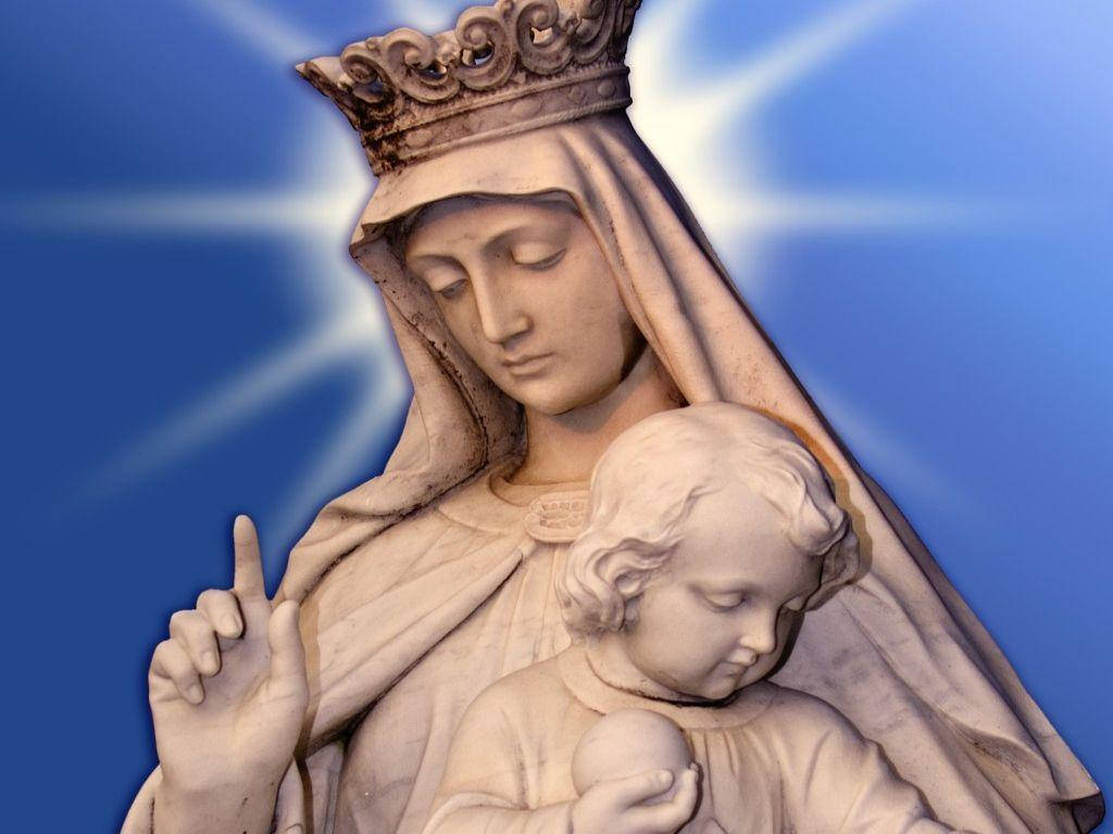 Virgin Mary, marble statue, infant Jesus, SD Desktop Wallpaper