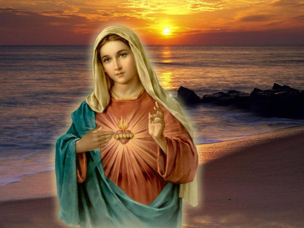 The Virgin Mary, ocean, beach, SD Desktop Wallpaper