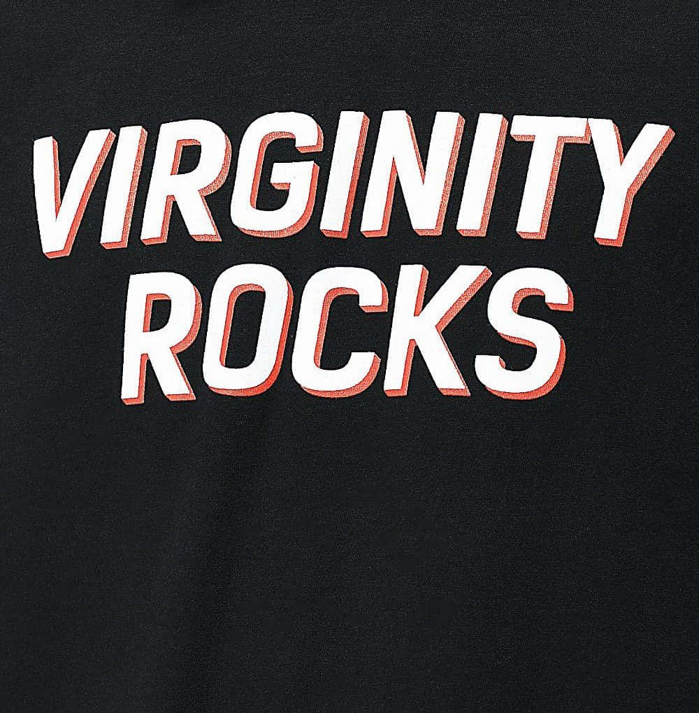 Virginity Rocks, black t-shirt, white text, SD Phone Wallpaper