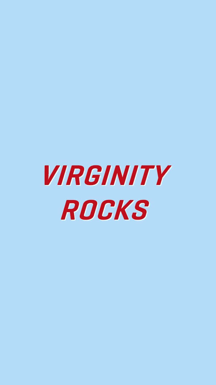 Virginity Rocks Statement Graphic, red text, light blue background, HD Phone Wallpaper