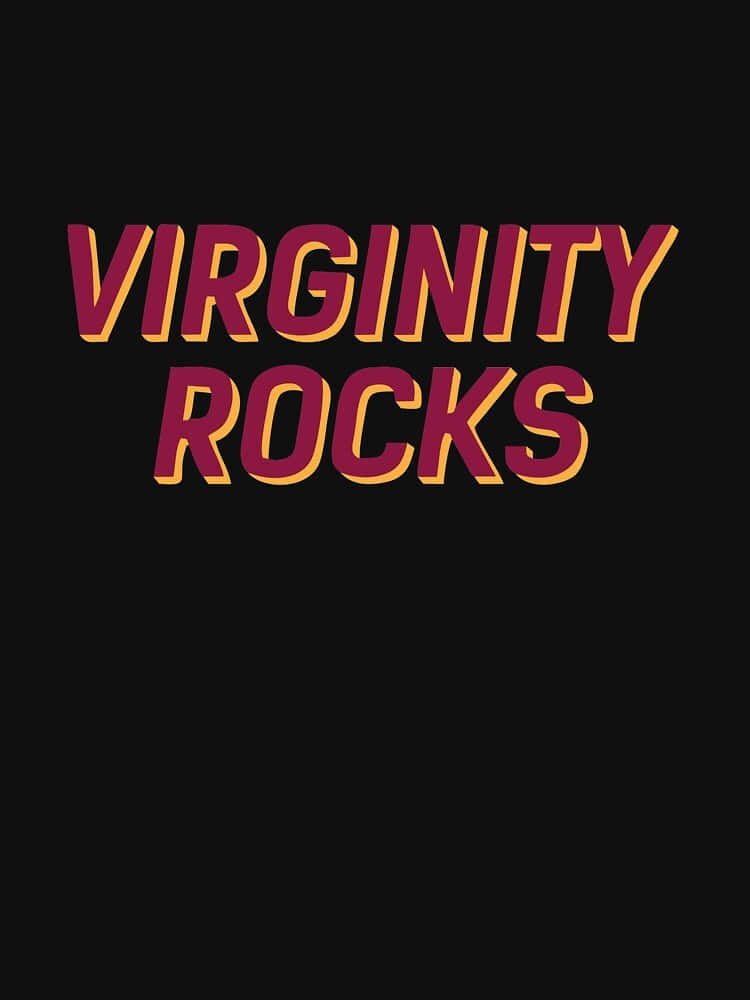 Virginity Rocks, maroon, gold, SD Phone Wallpaper