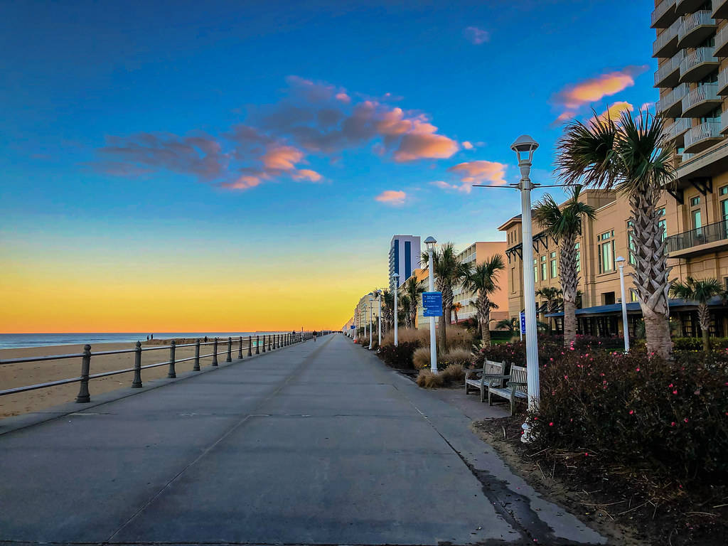 Virginia Beach, sunset, palm trees, SD Desktop Wallpaper