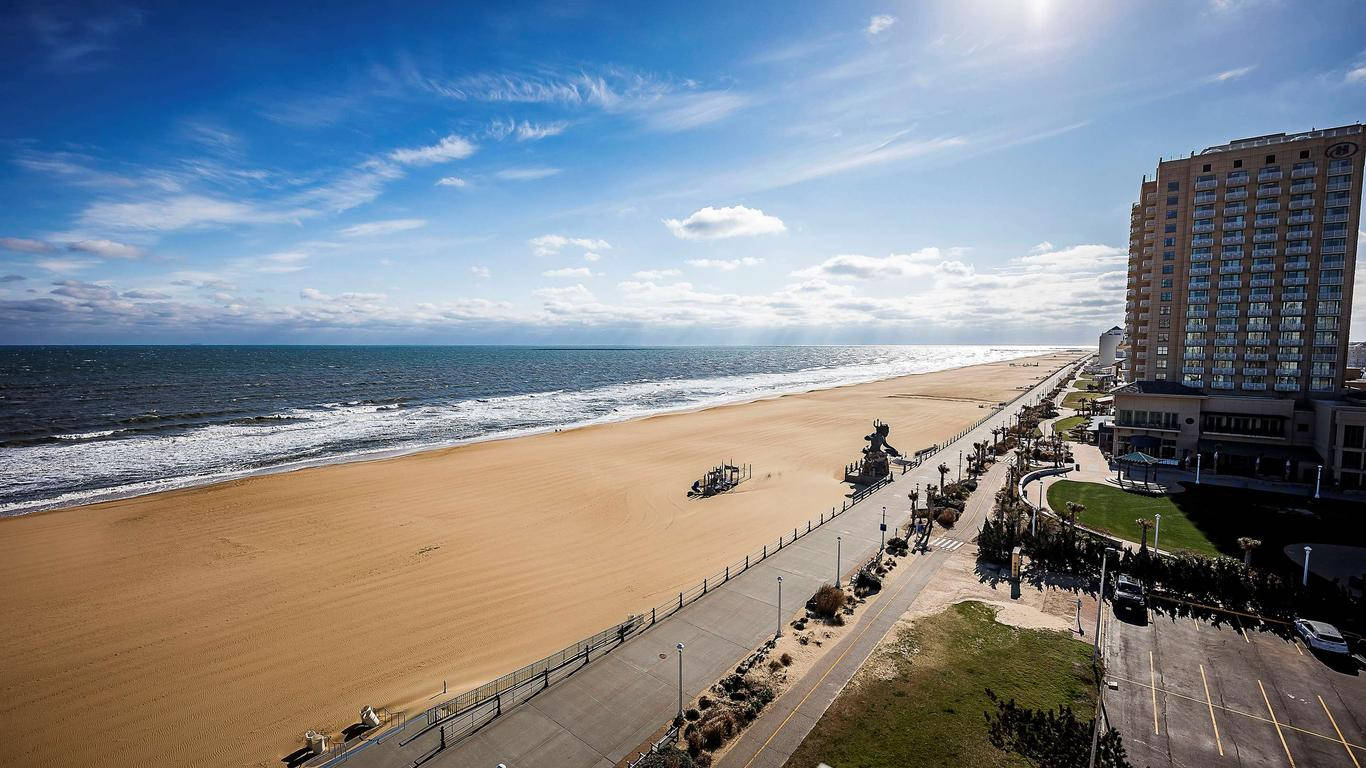 Virginia Beach, aerial view, wide sandy beach, HD Desktop Wallpaper