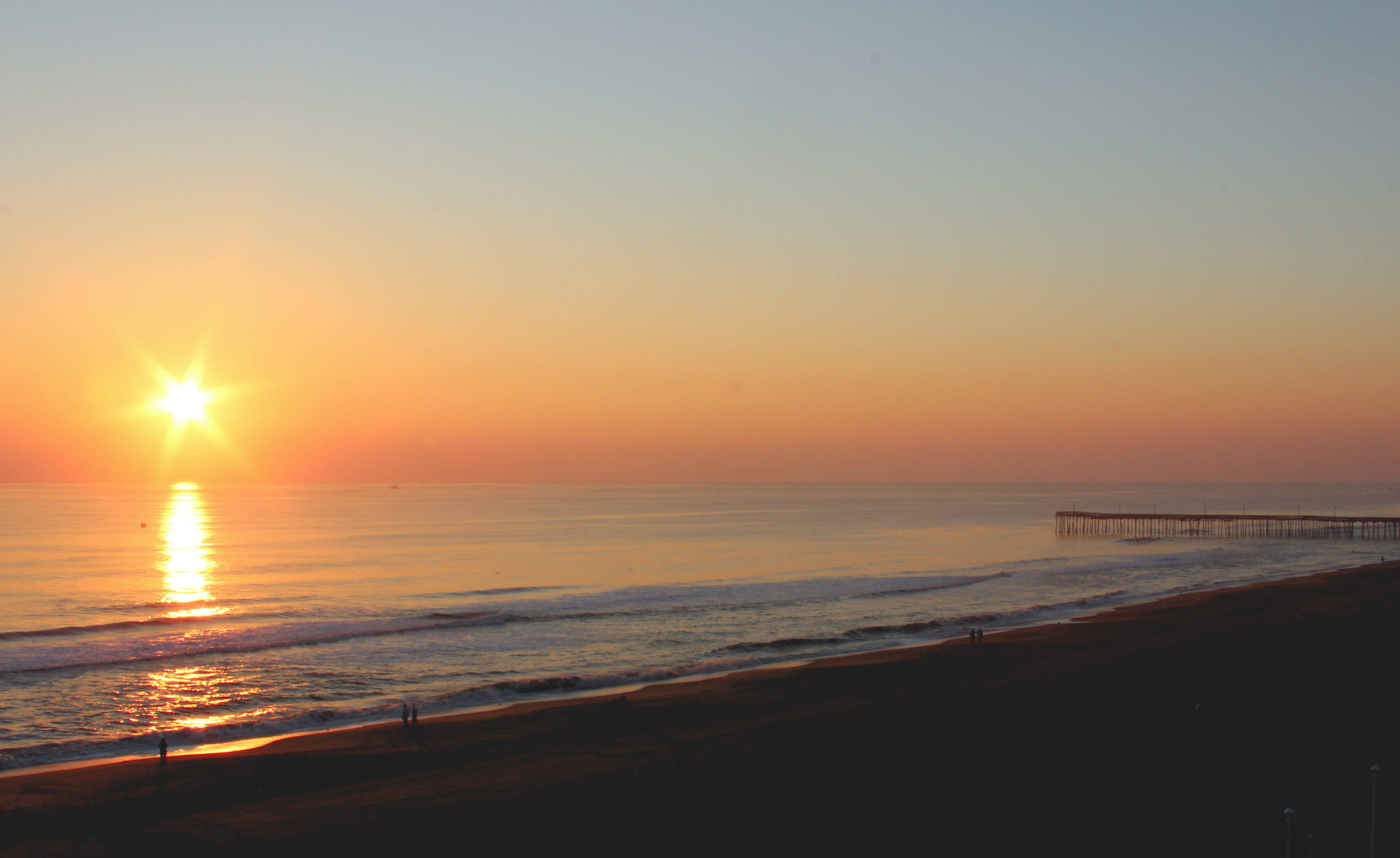 Virginia Beach, Orange Sun, sunset, 5K Desktop Wallpaper
