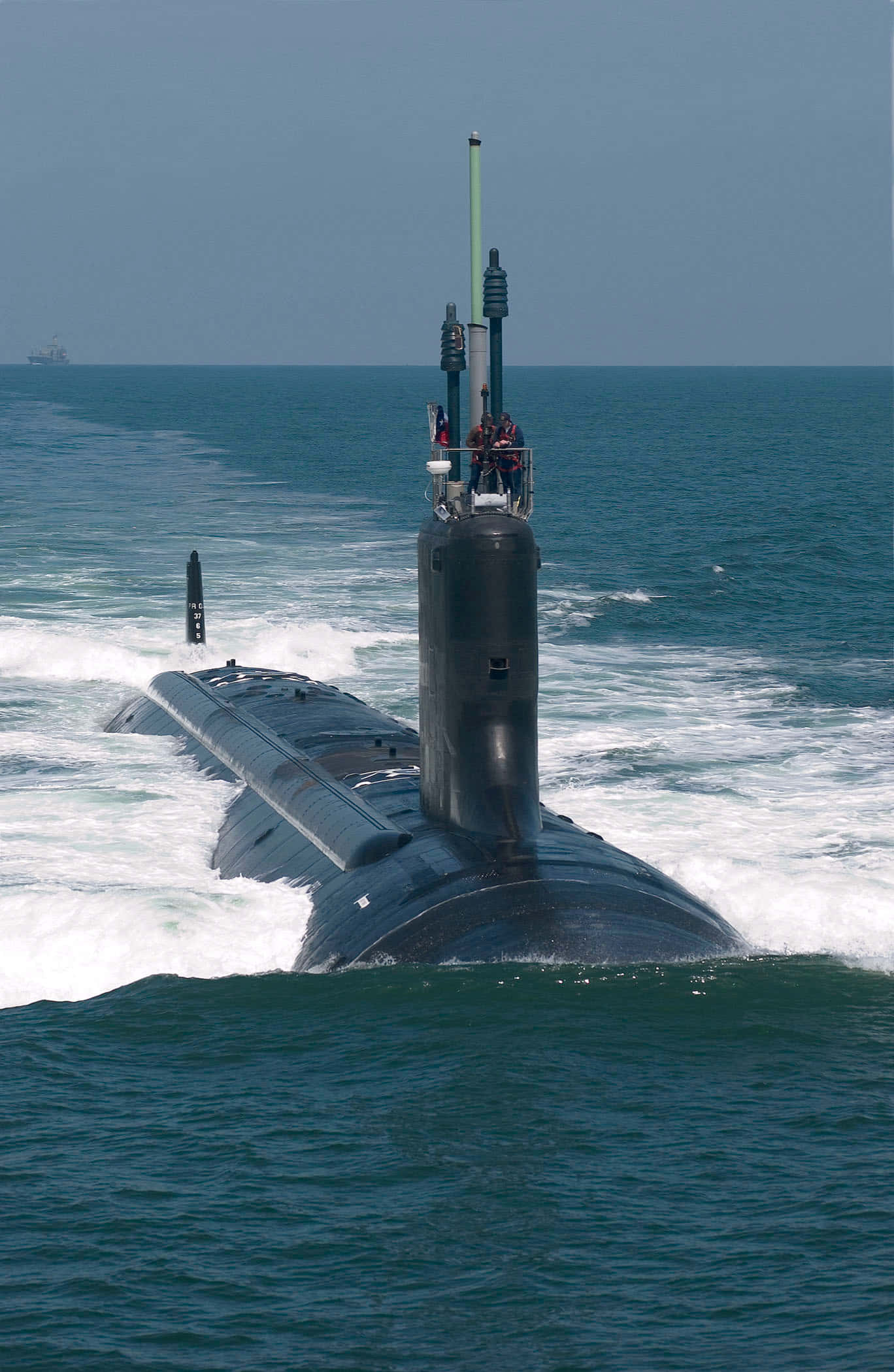 Virginia-class Submarine, black, choppy blue waters, Full HD Phone Wallpaper