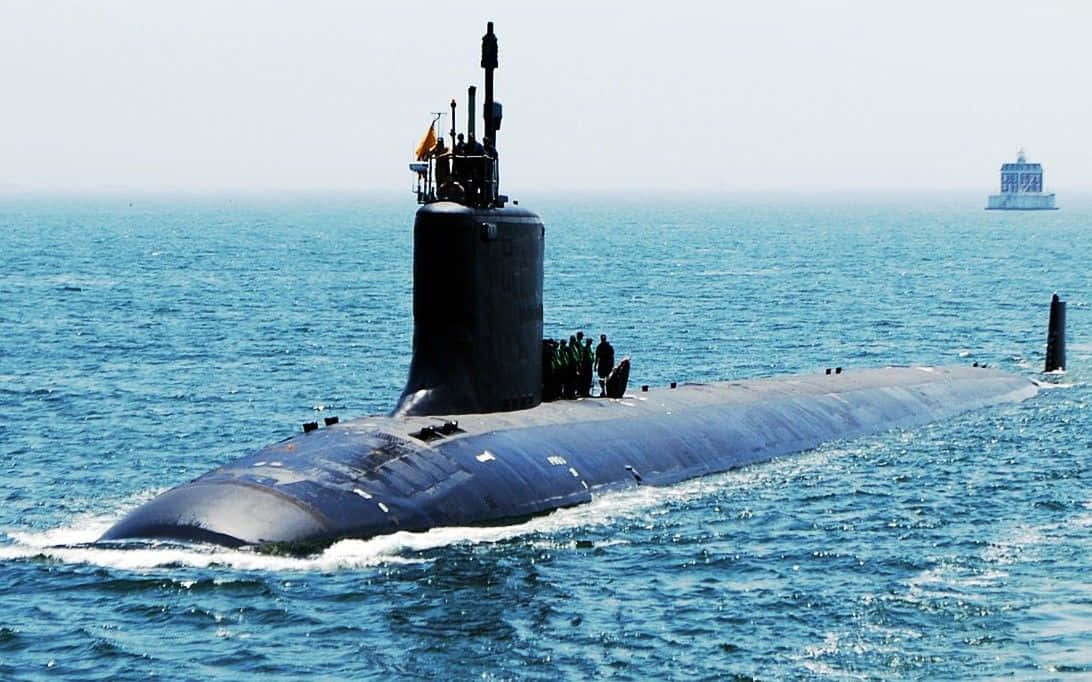 Virginia-class Submarine, black, calm blue waters, SD Desktop Wallpaper