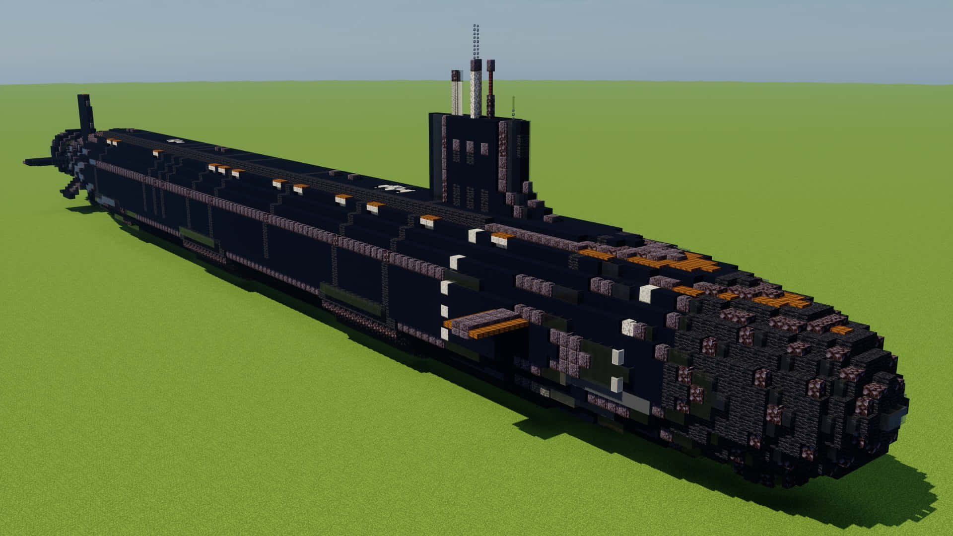 Virginia-class Submarine, black, orange accents, Full HD Desktop Wallpaper