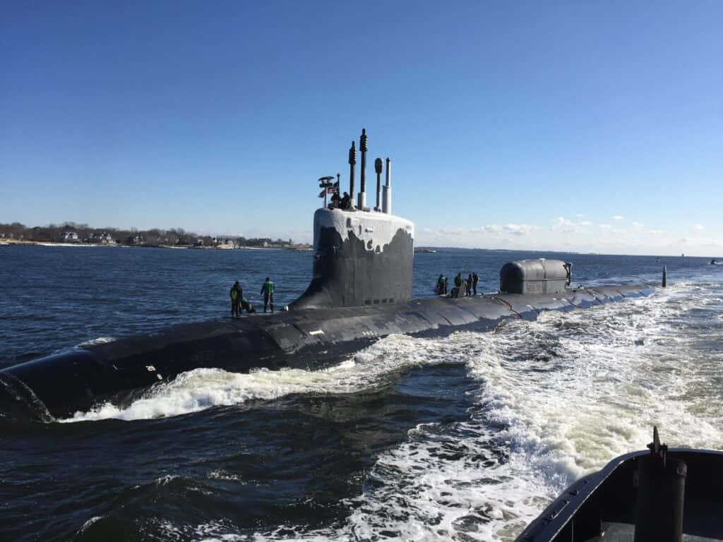 Virginia-class Submarine, black, icy waters, SD Desktop Wallpaper