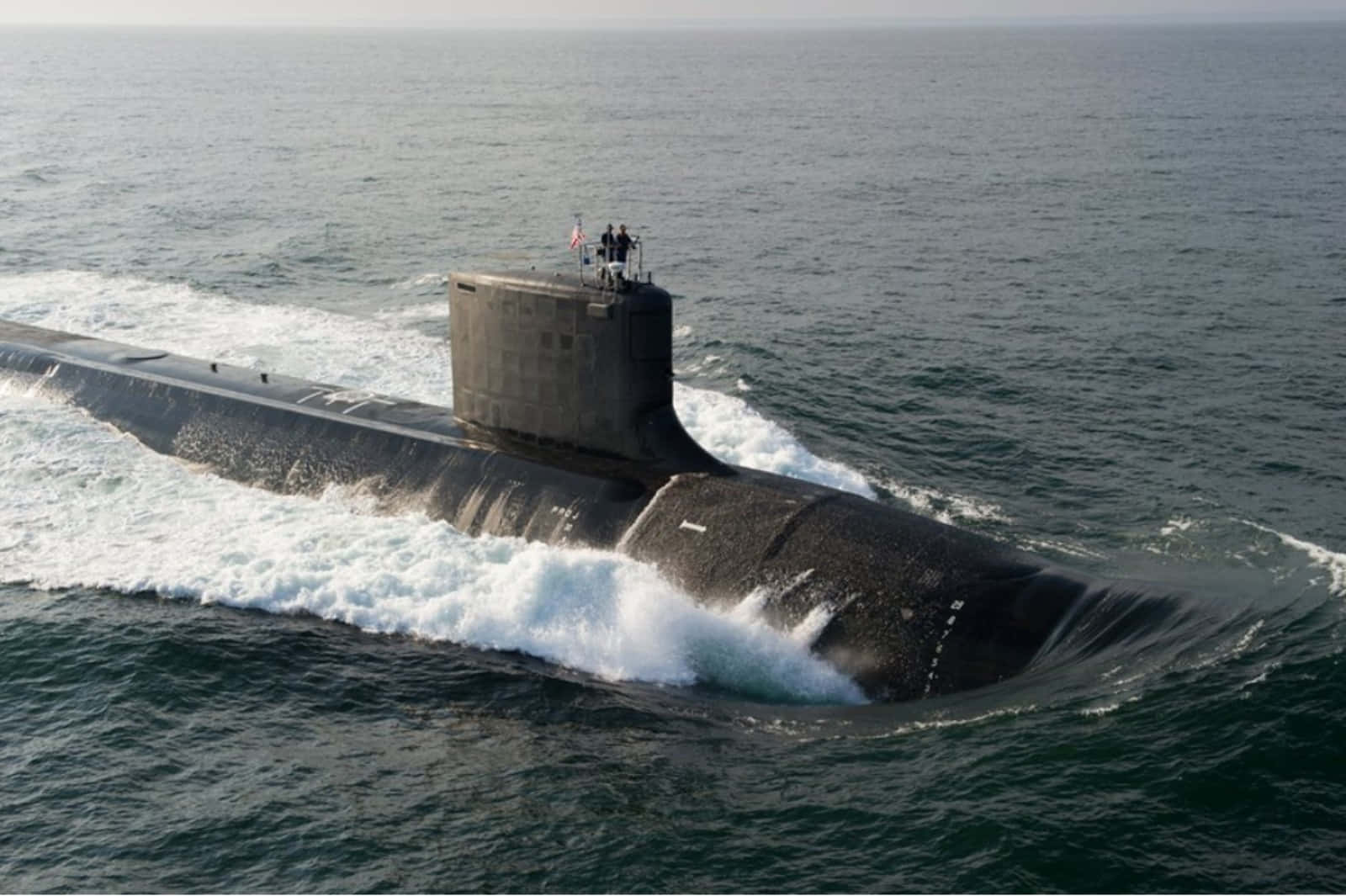 Virginia-class Submarine, sleek black, choppy ocean waters, HD Desktop Wallpaper
