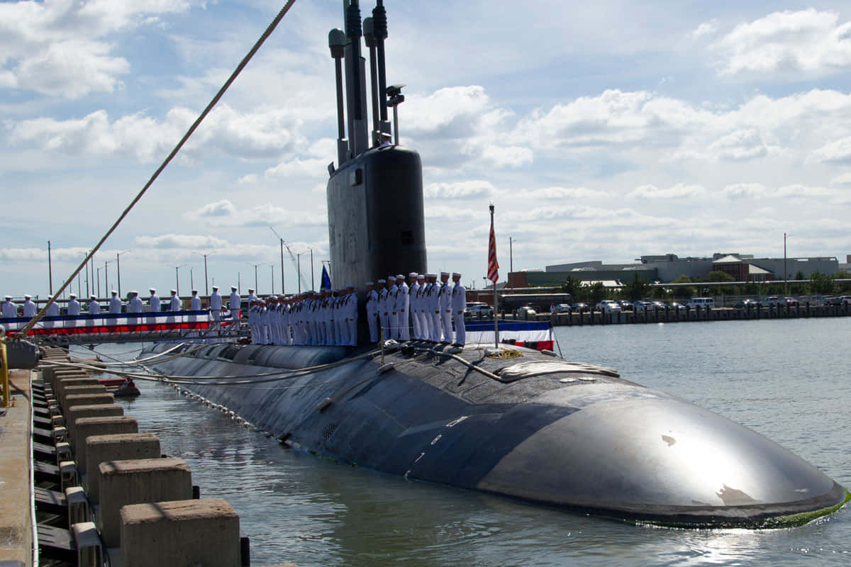 Virginia-class Submarine, navy submarine, white uniforms, SD Desktop Wallpaper