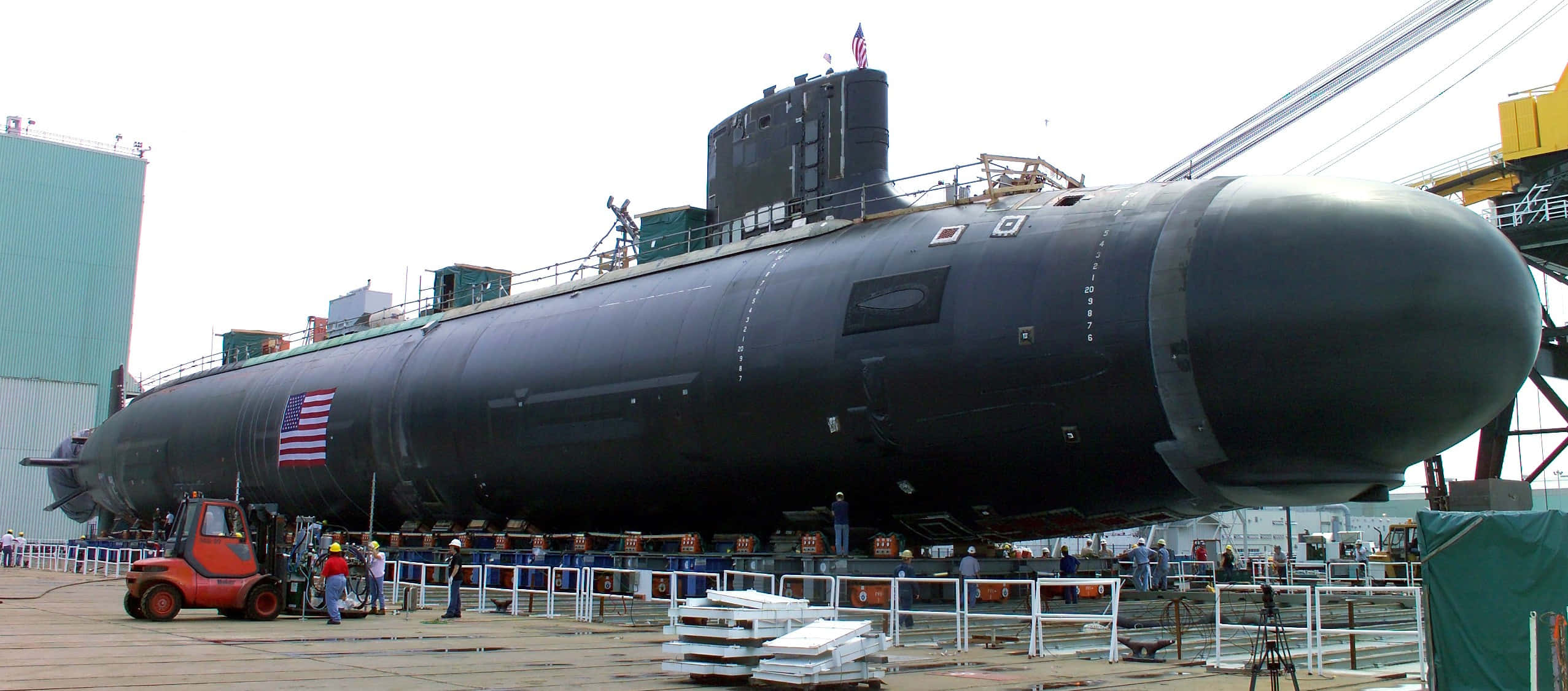 Virginia-class Submarine, dry dock, black, Full HD Desktop Wallpaper