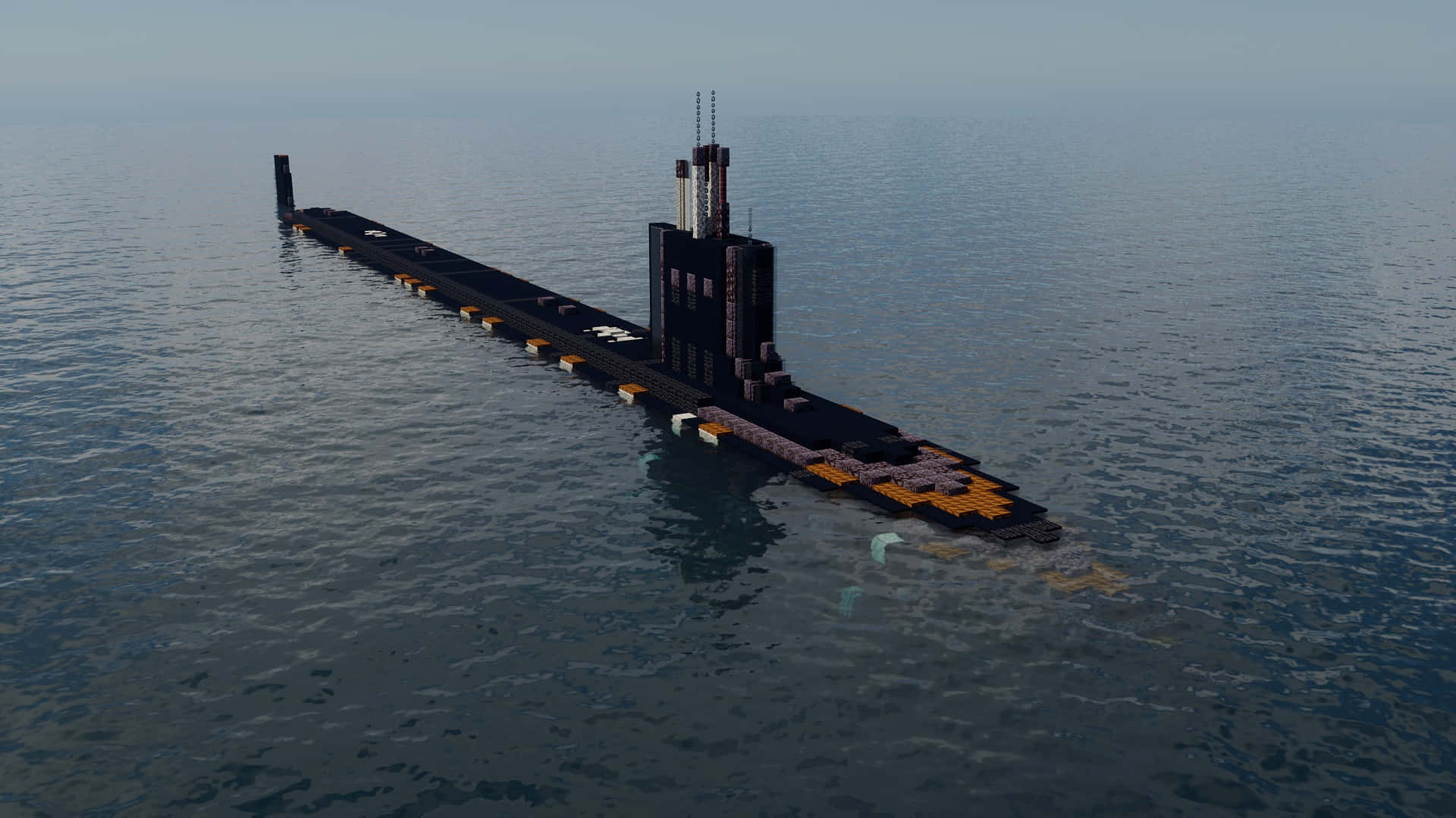 Virginia-class Submarine, black, orange accents, Full HD Desktop Wallpaper