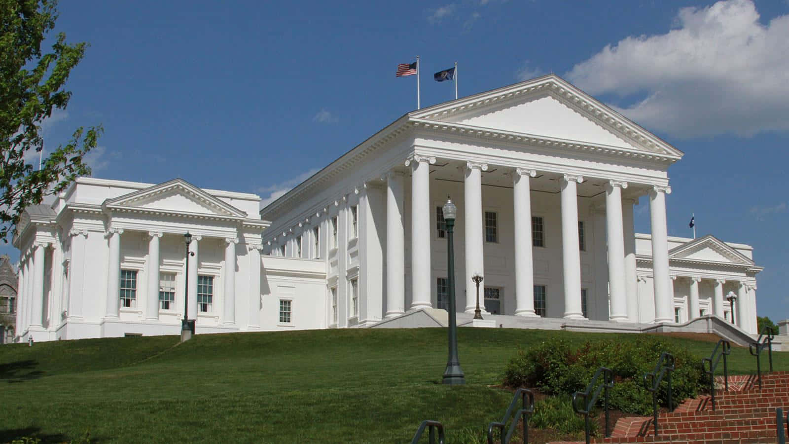 Virginia State Capitol, white neoclassical courthouse, tall columns, HD Desktop Wallpaper
