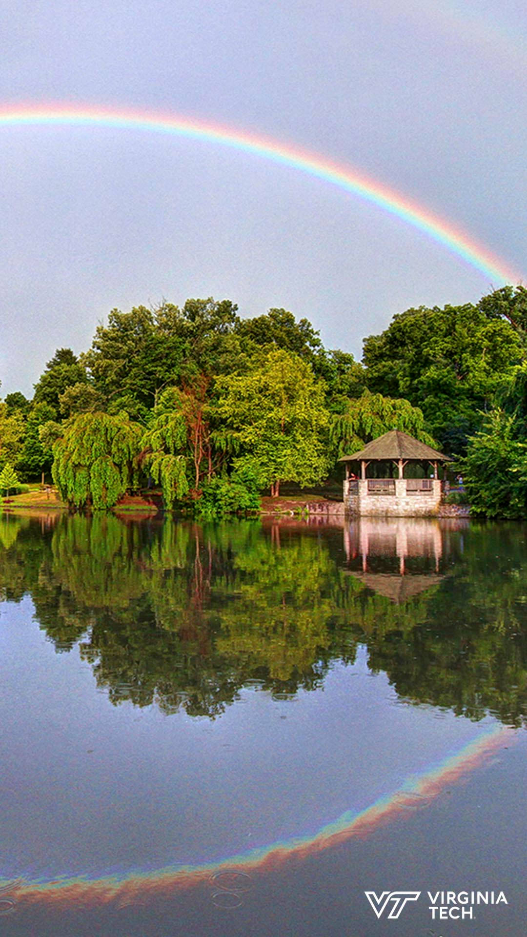 Virginia Tech, rainbow, lake, Full HD Phone Wallpaper
