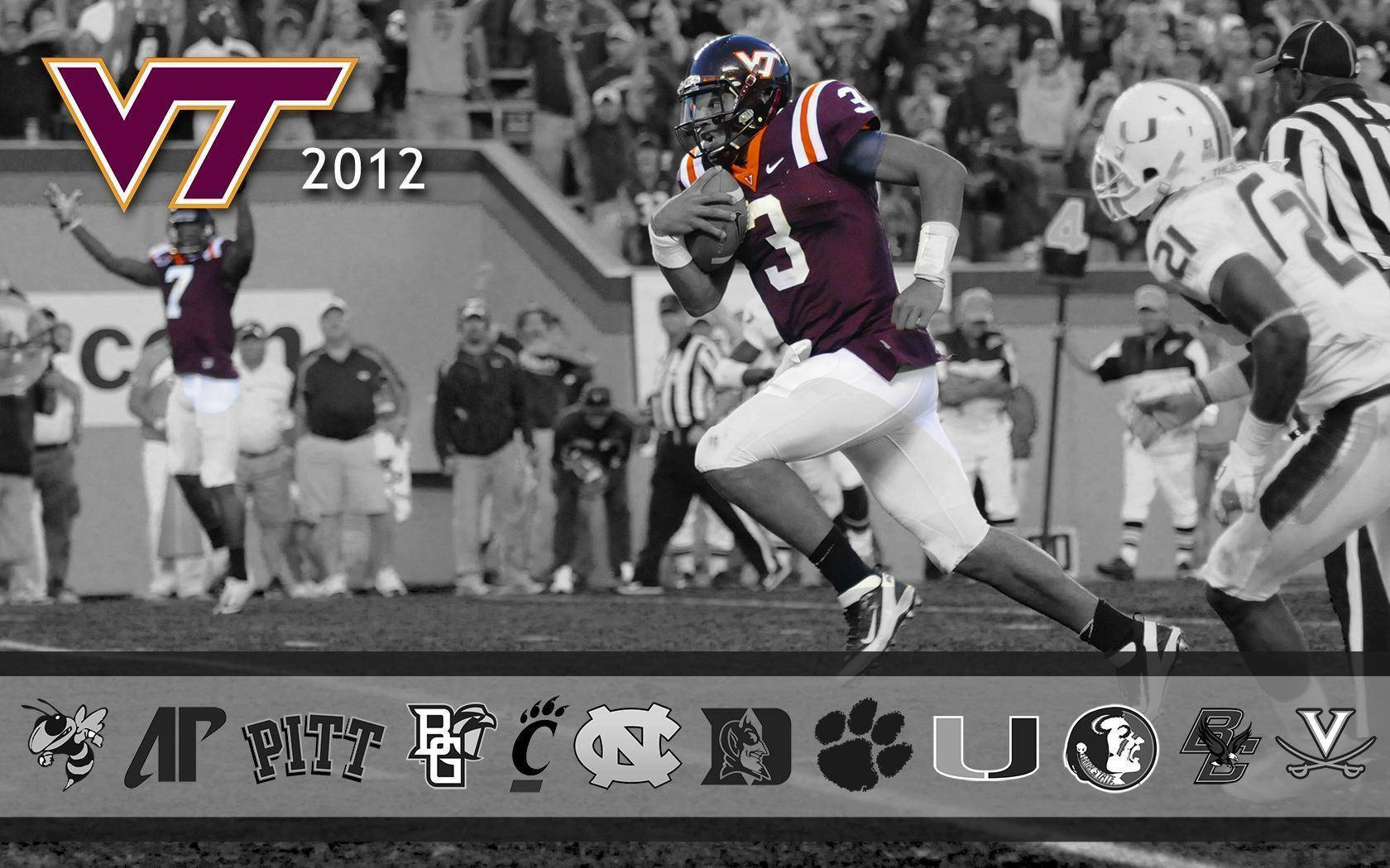 Virginia Tech, maroon jersey, number 3, HD Desktop Wallpaper