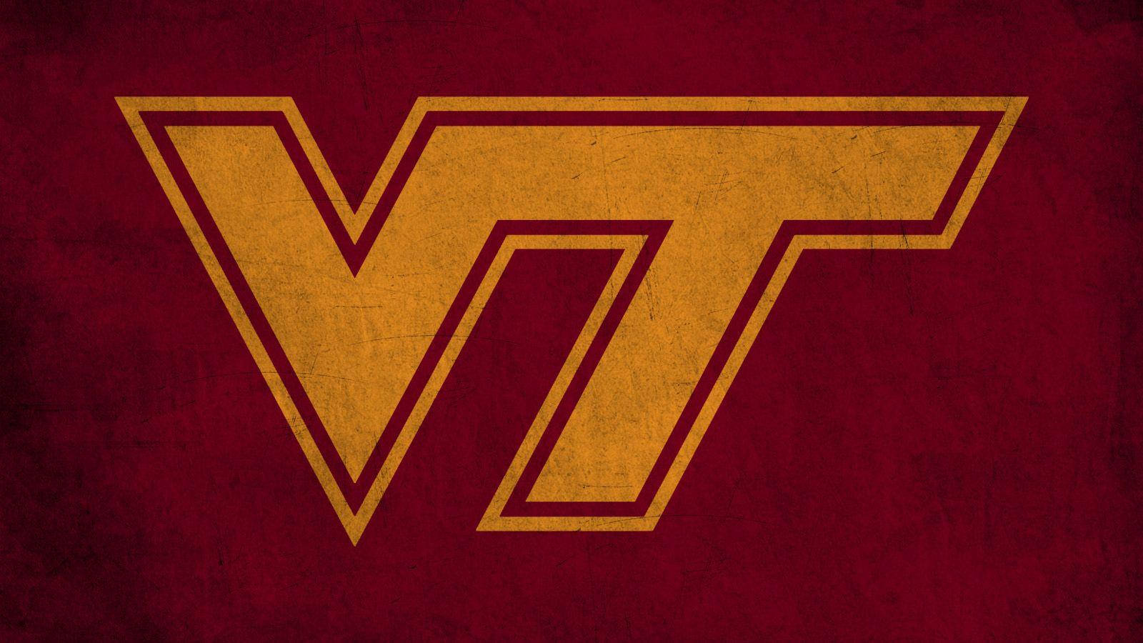 Orange Virginia Tech Logo, gold VT logo, distressed texture, HD Desktop Wallpaper