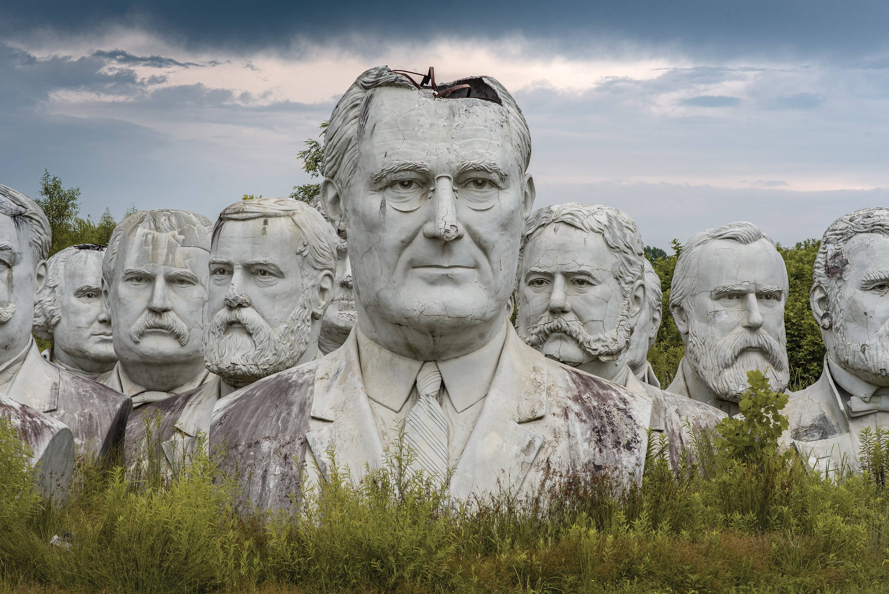 Virginia, President Heads, weathered stone busts, 2K Desktop Wallpaper