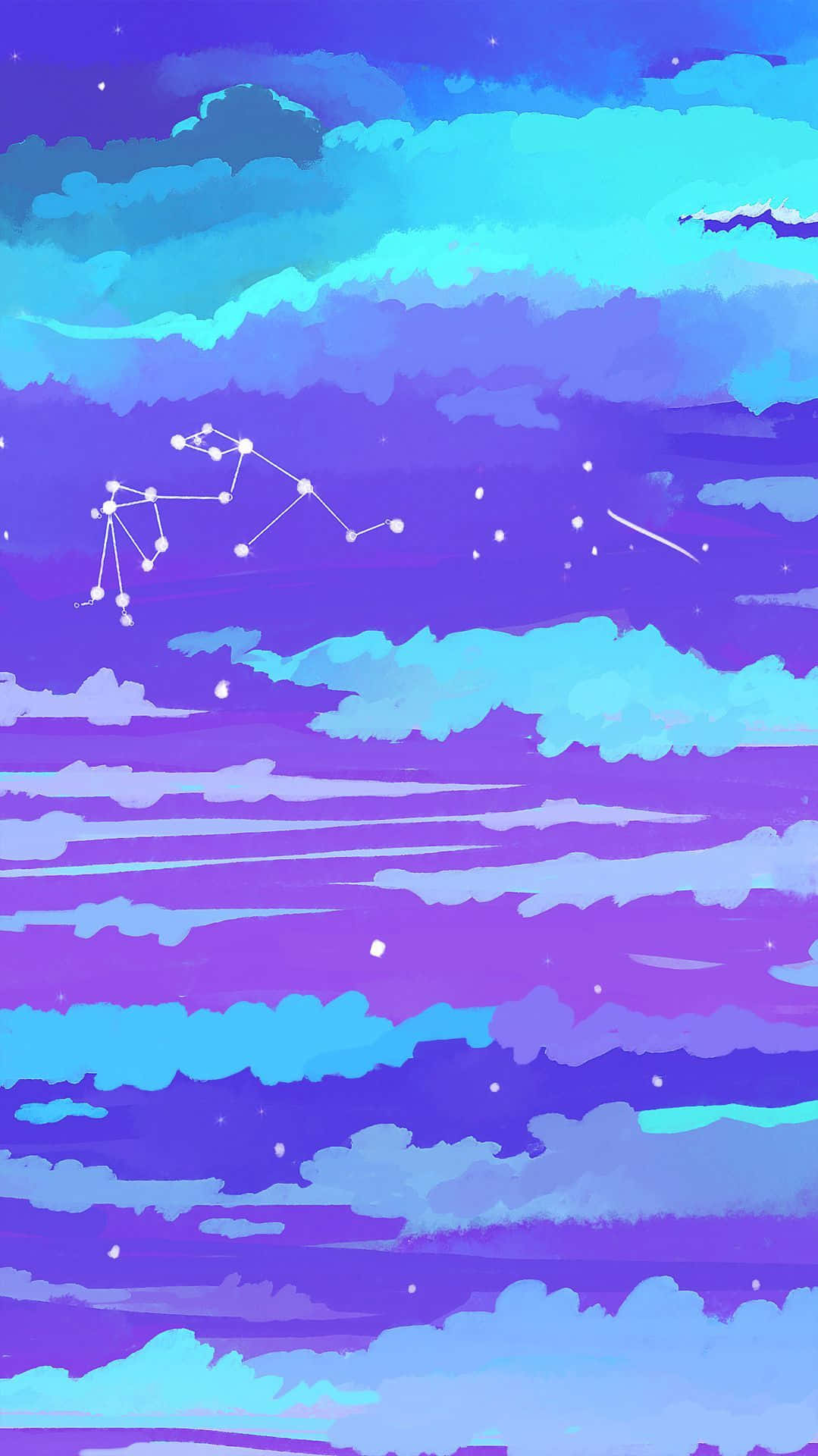 Virgo Aesthetic, watercolor sky, purples and blues, Full HD Phone Wallpaper